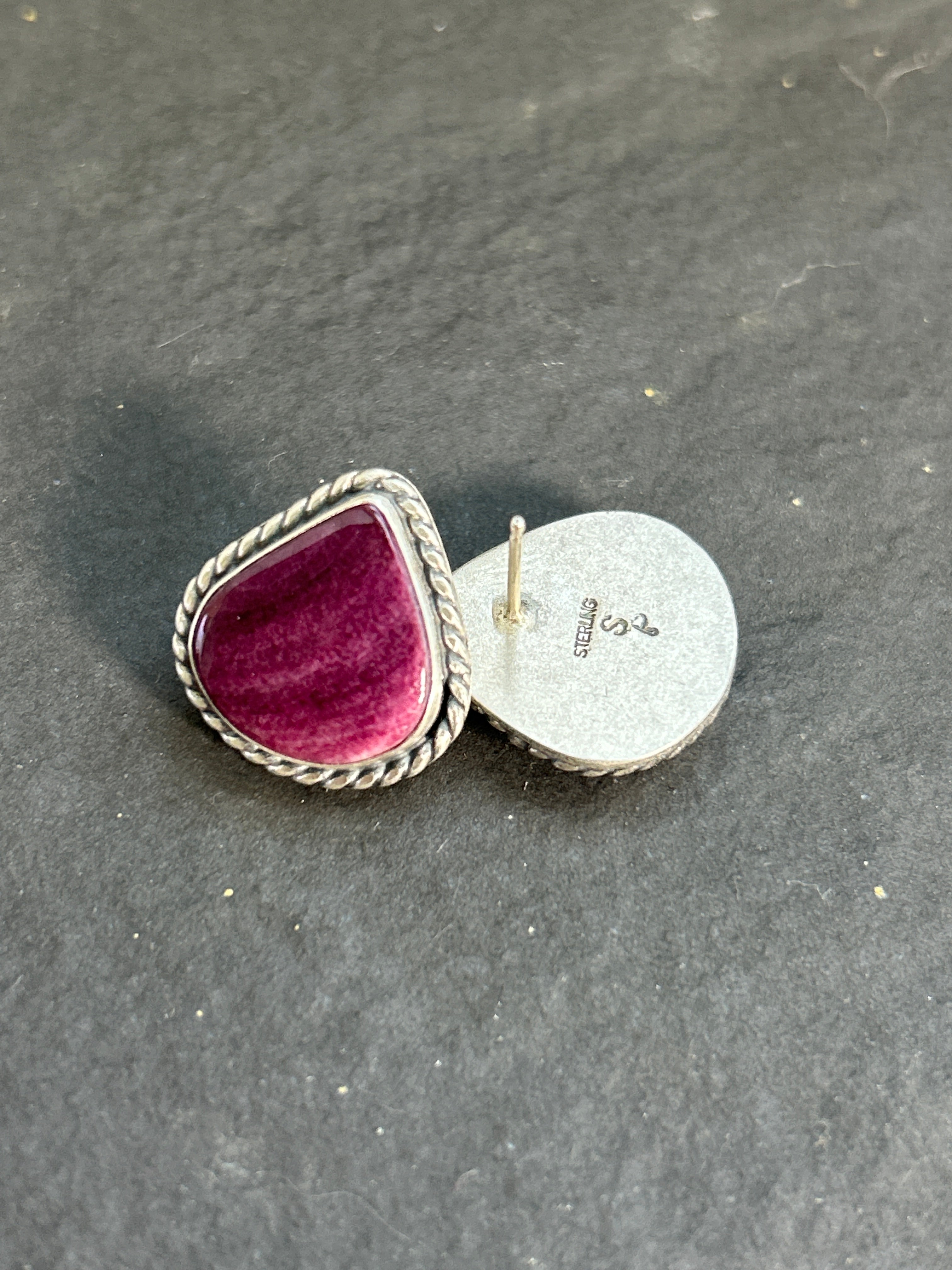 Purple Spiny Oyster Stud Earrings