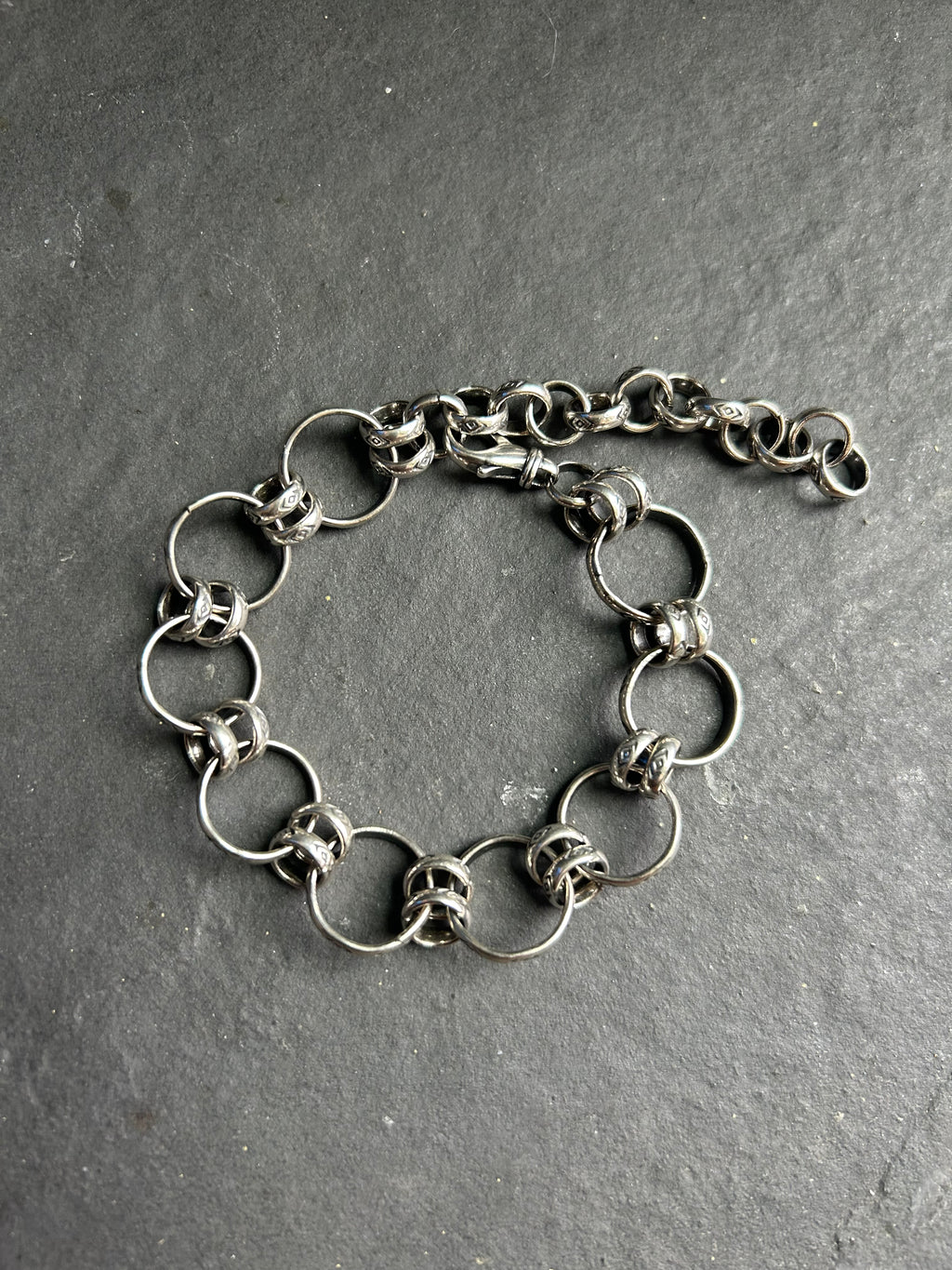 Sterling silver Medicine man eye pattern Ponca charm chain