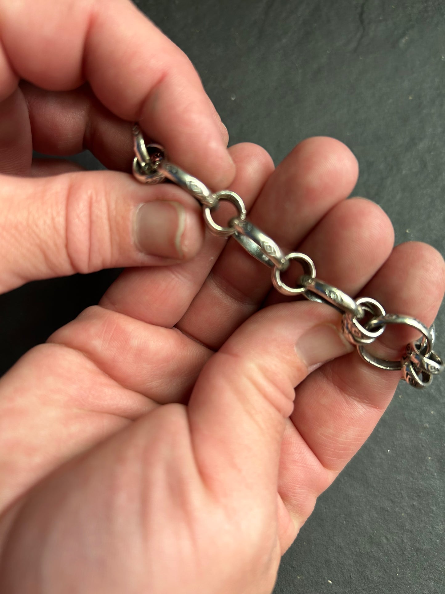Sterling silver Medicine man eye pattern Ponca charm chain