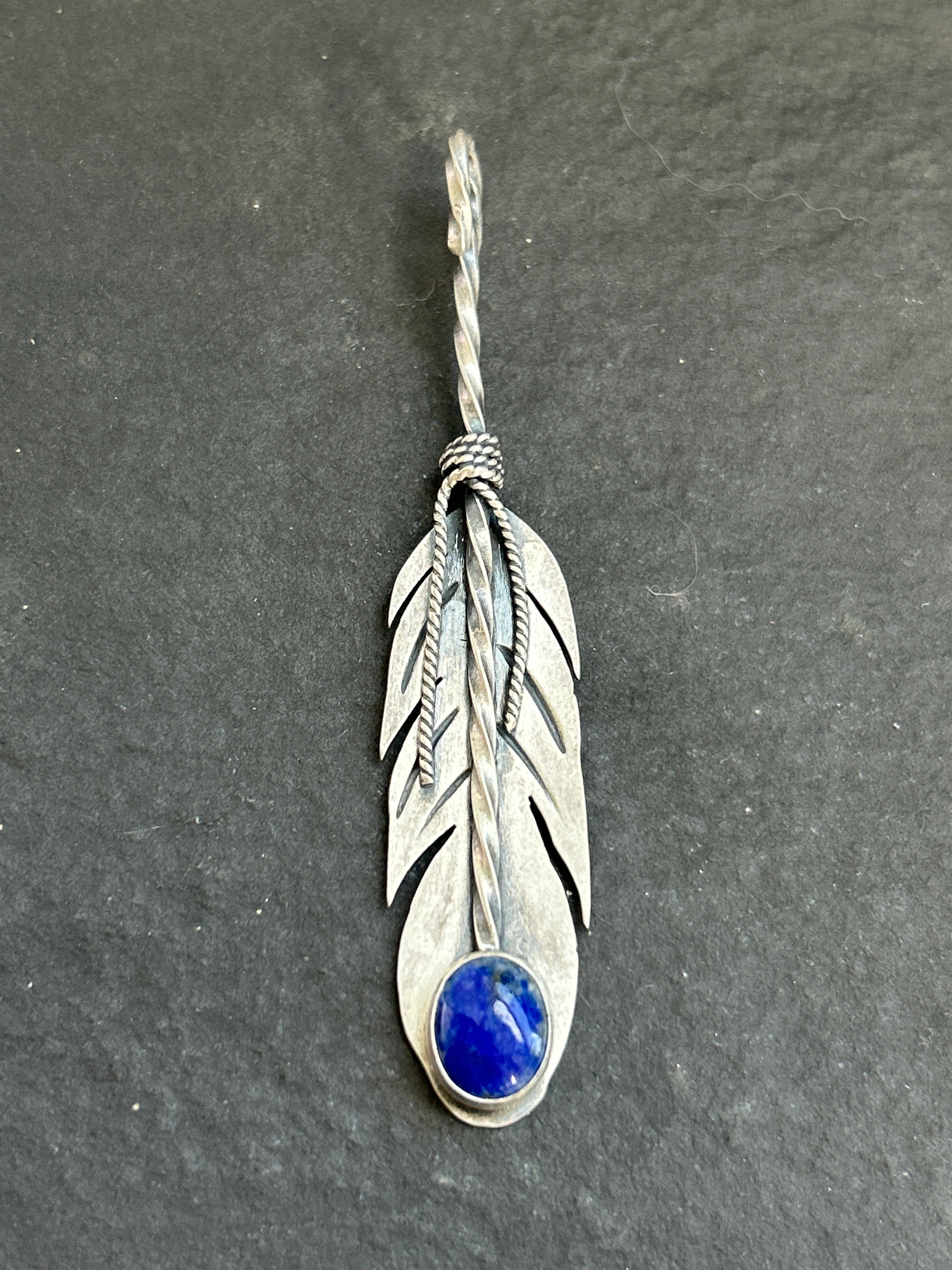 Lapis Lazuli Convertible Feather Hat Pin/Pendant