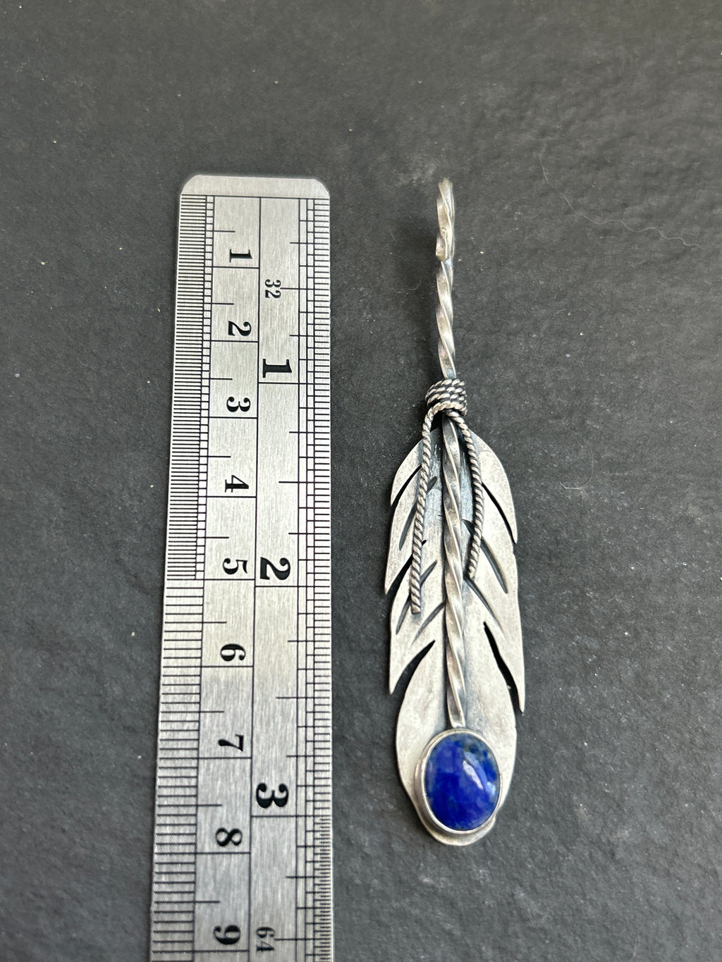 Lapis Lazuli Convertible Feather Hat Pin/Pendant