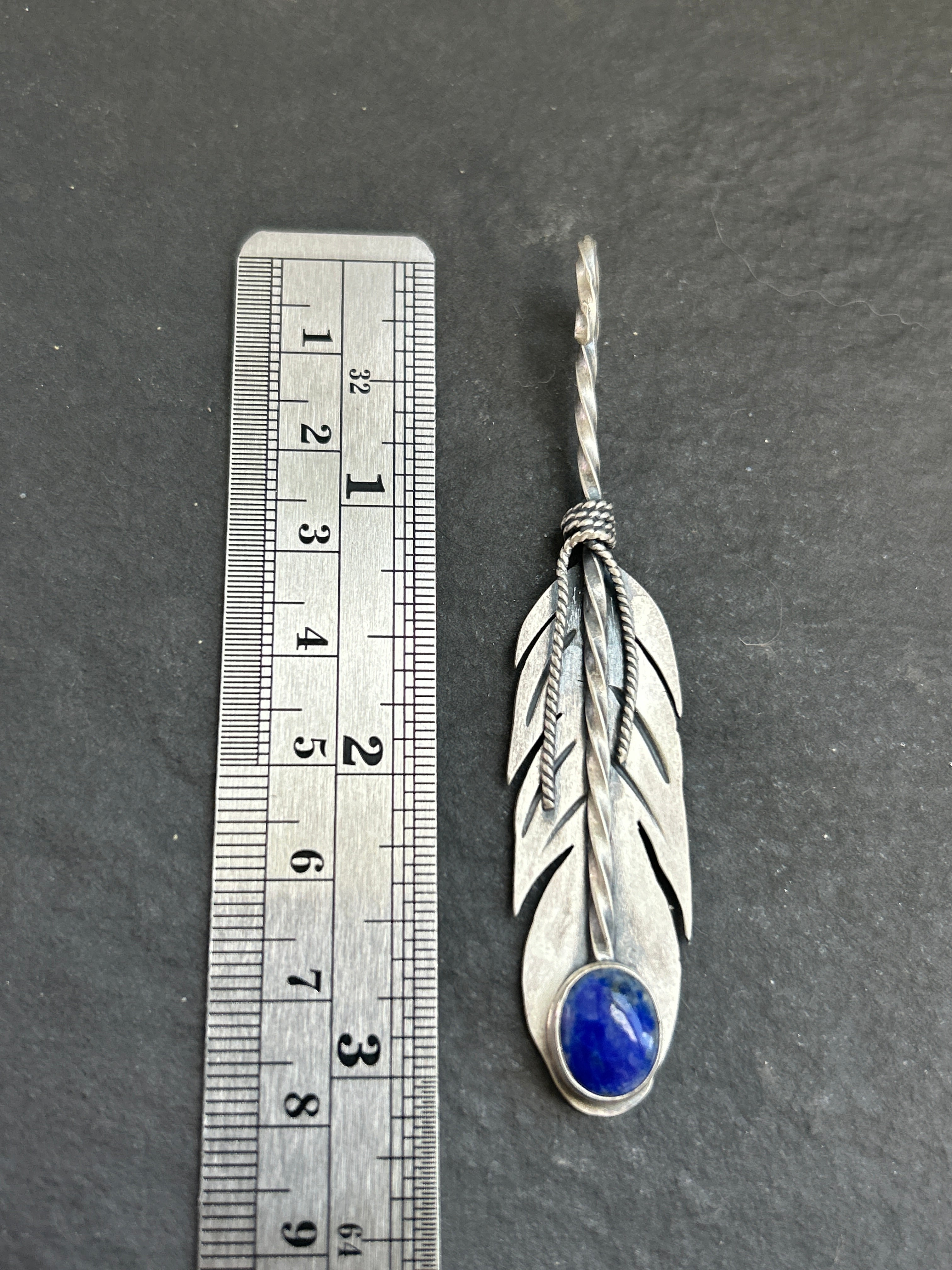 Lapis Lazuli Convertible Feather Hat Pin/Pendant