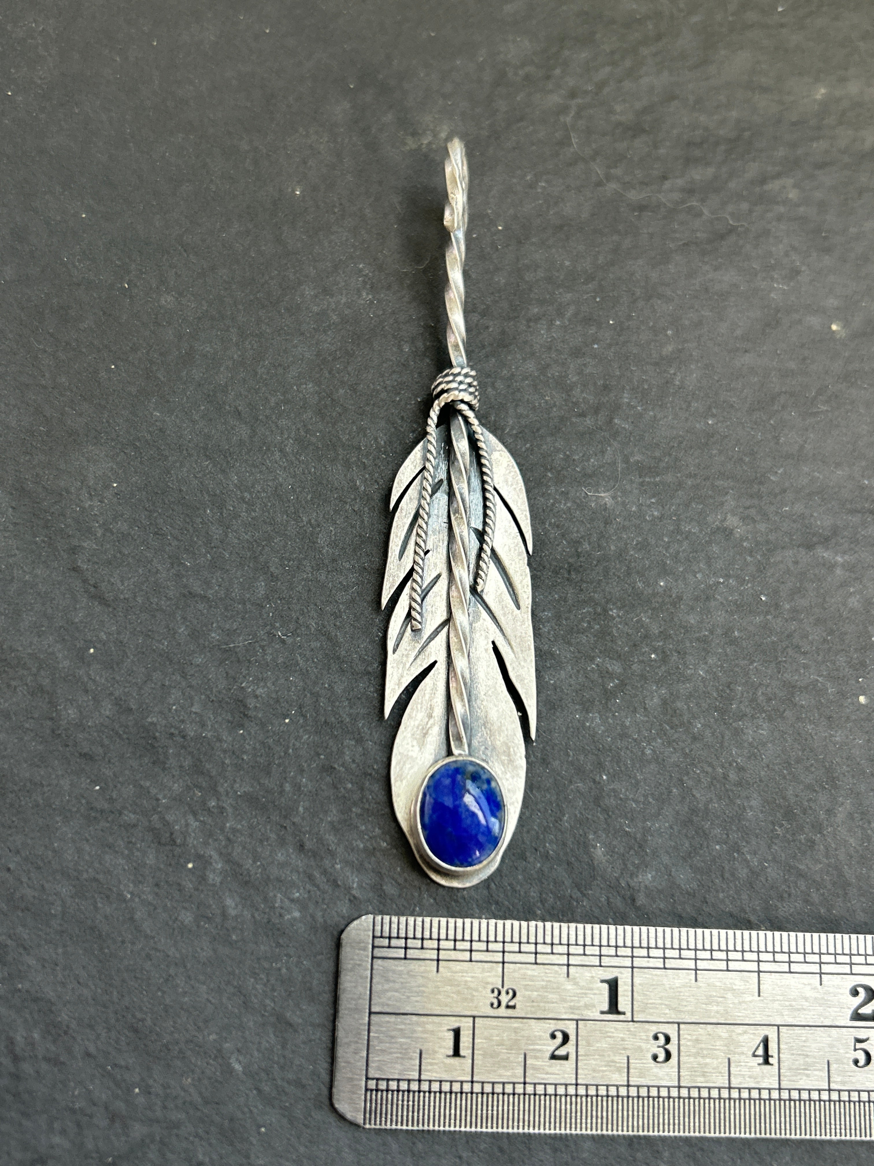 Lapis Lazuli Convertible Feather Hat Pin/Pendant