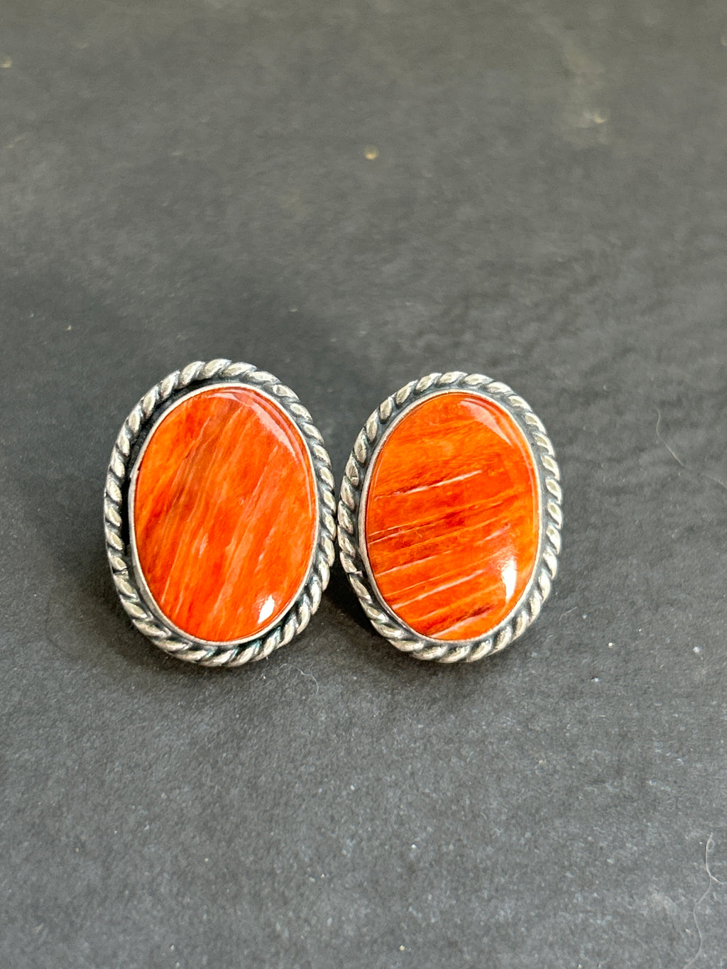 Orange Spiny Stud Earrings
