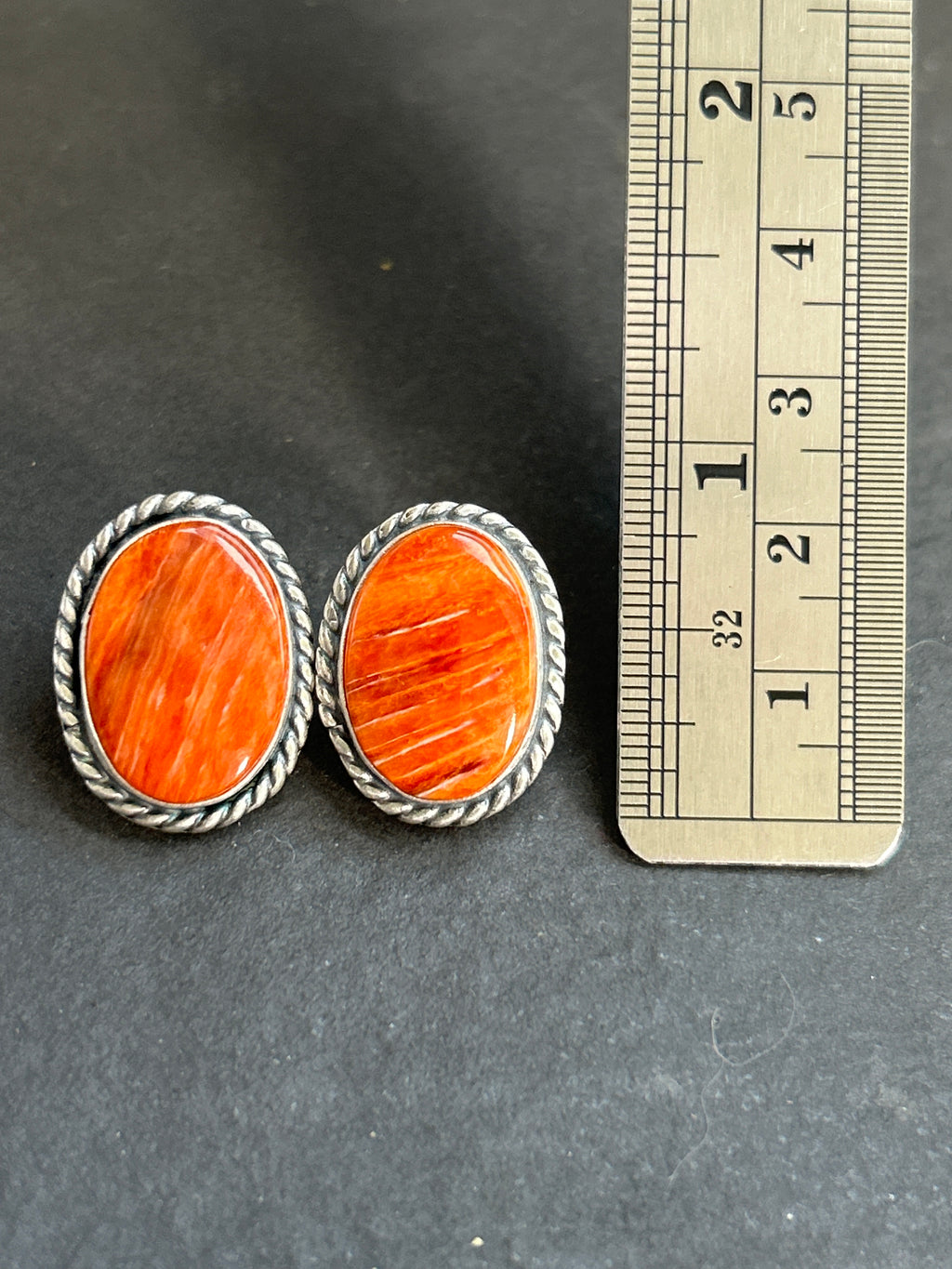 Orange Spiny Stud Earrings