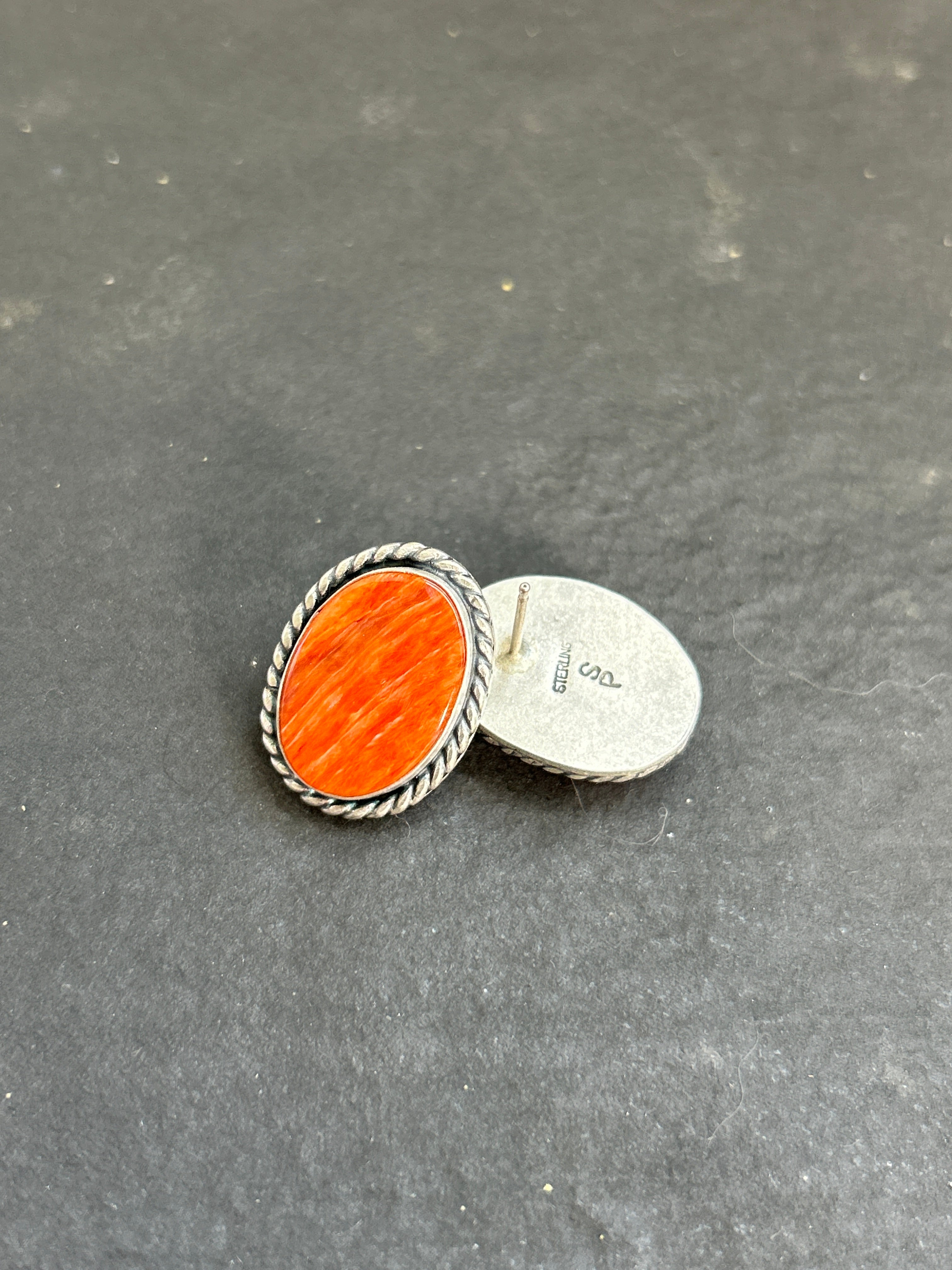 Orange Spiny Stud Earrings