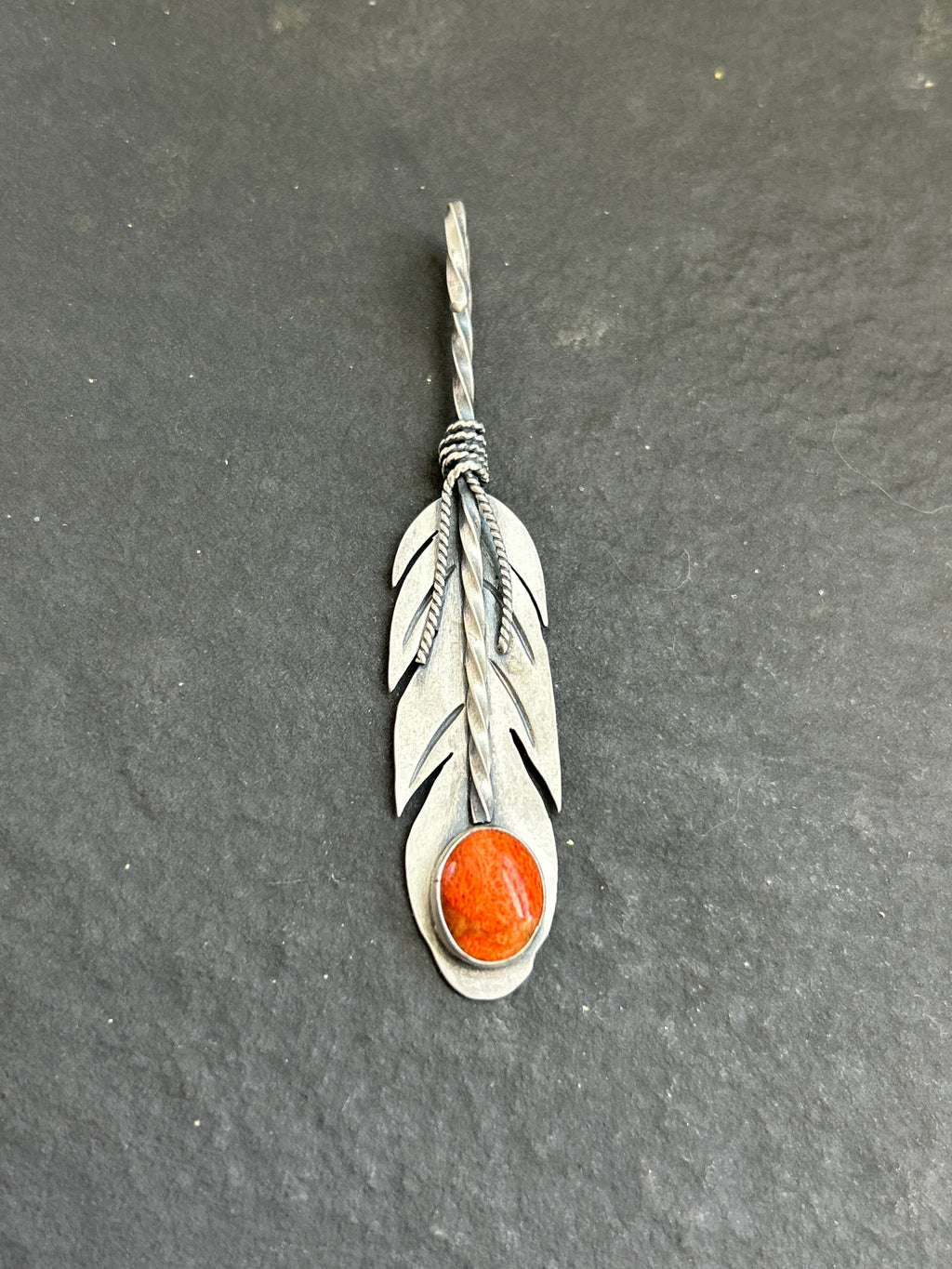 Apple Coral Convertible Feather Hat Pin/Pendant