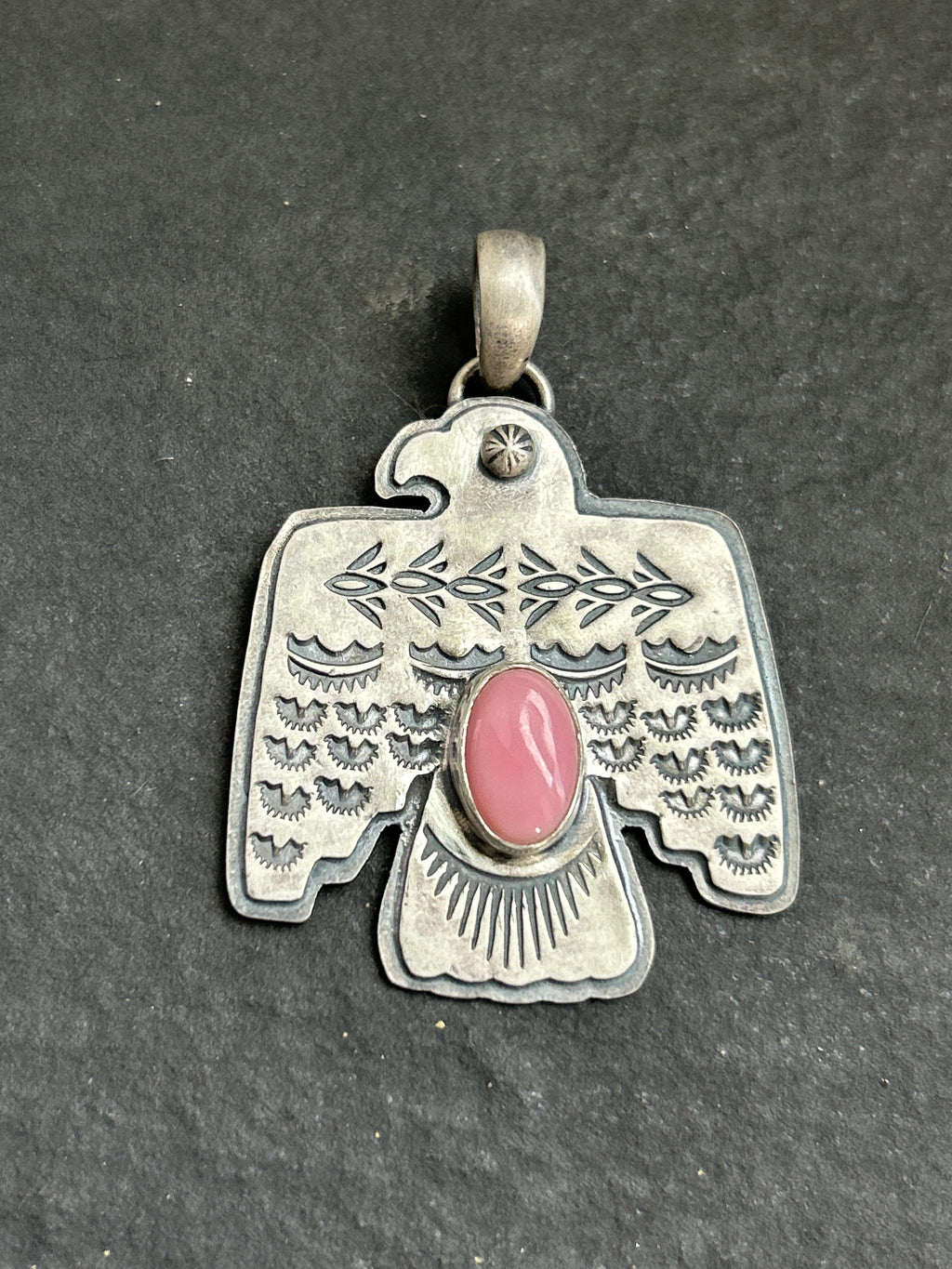 Pink Conch Thunderbird Pendant