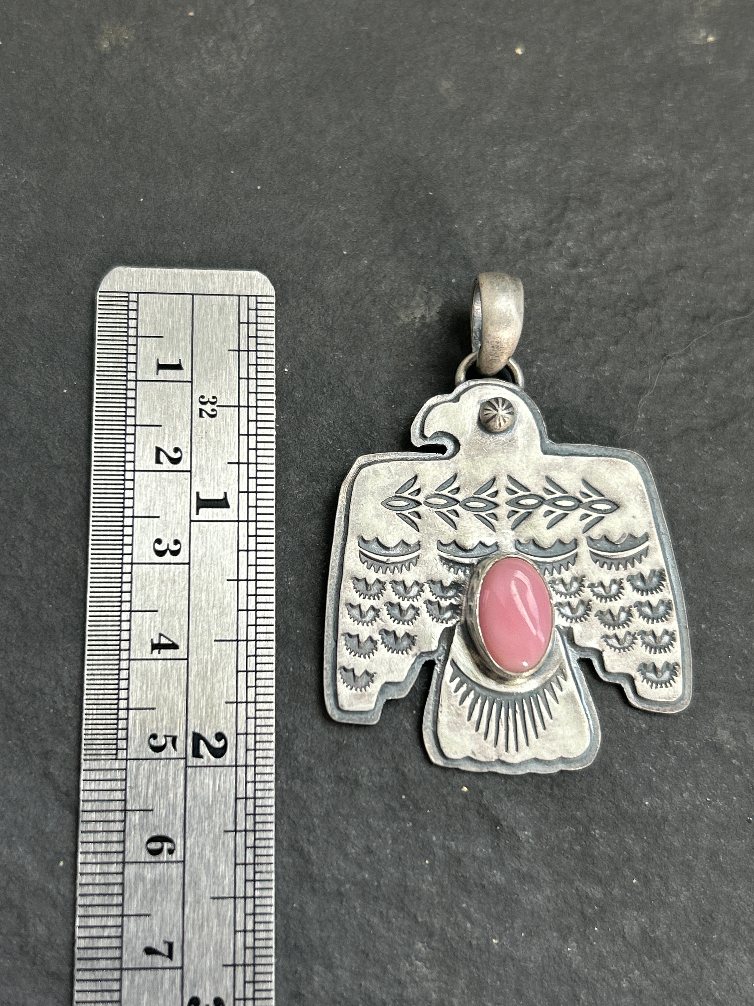 Pink Conch Thunderbird Pendant