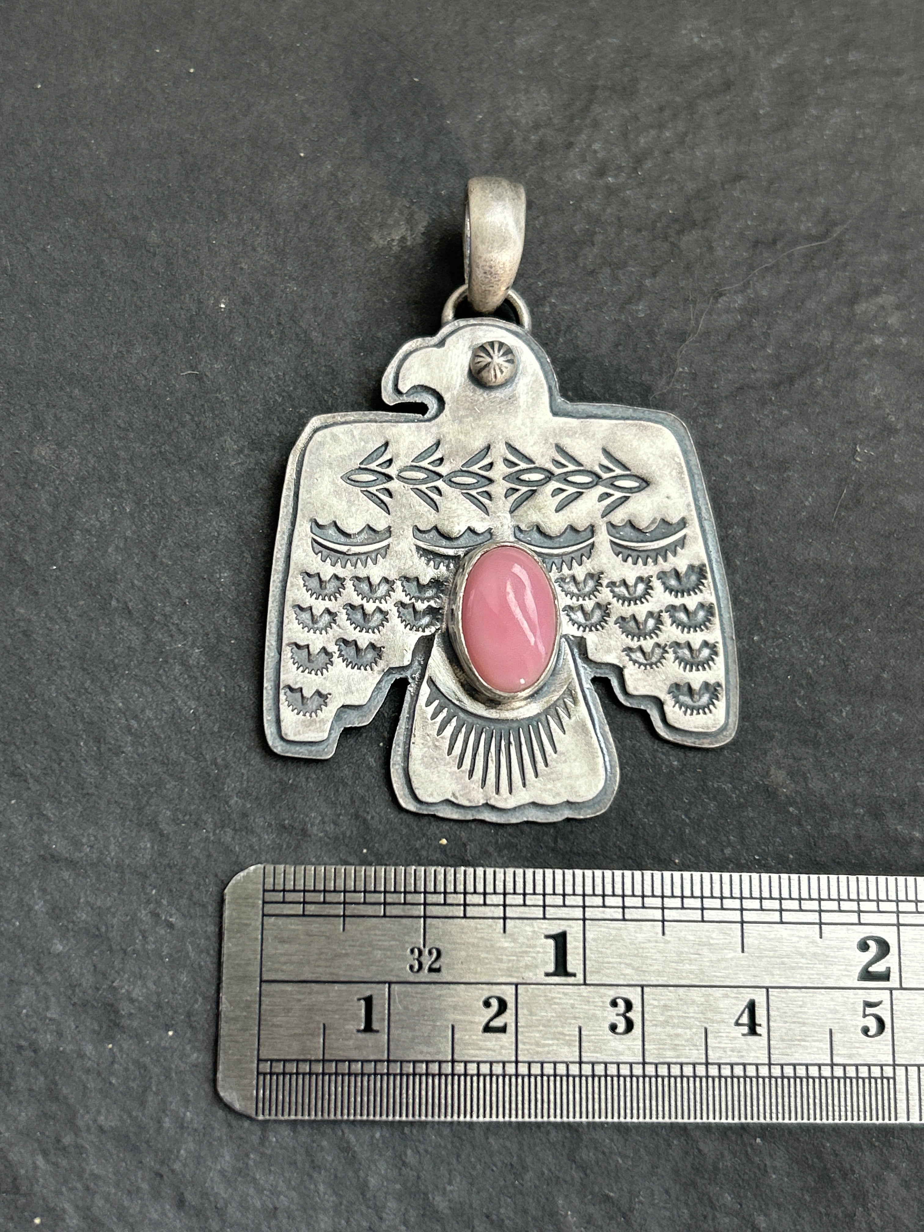 Pink Conch Thunderbird Pendant