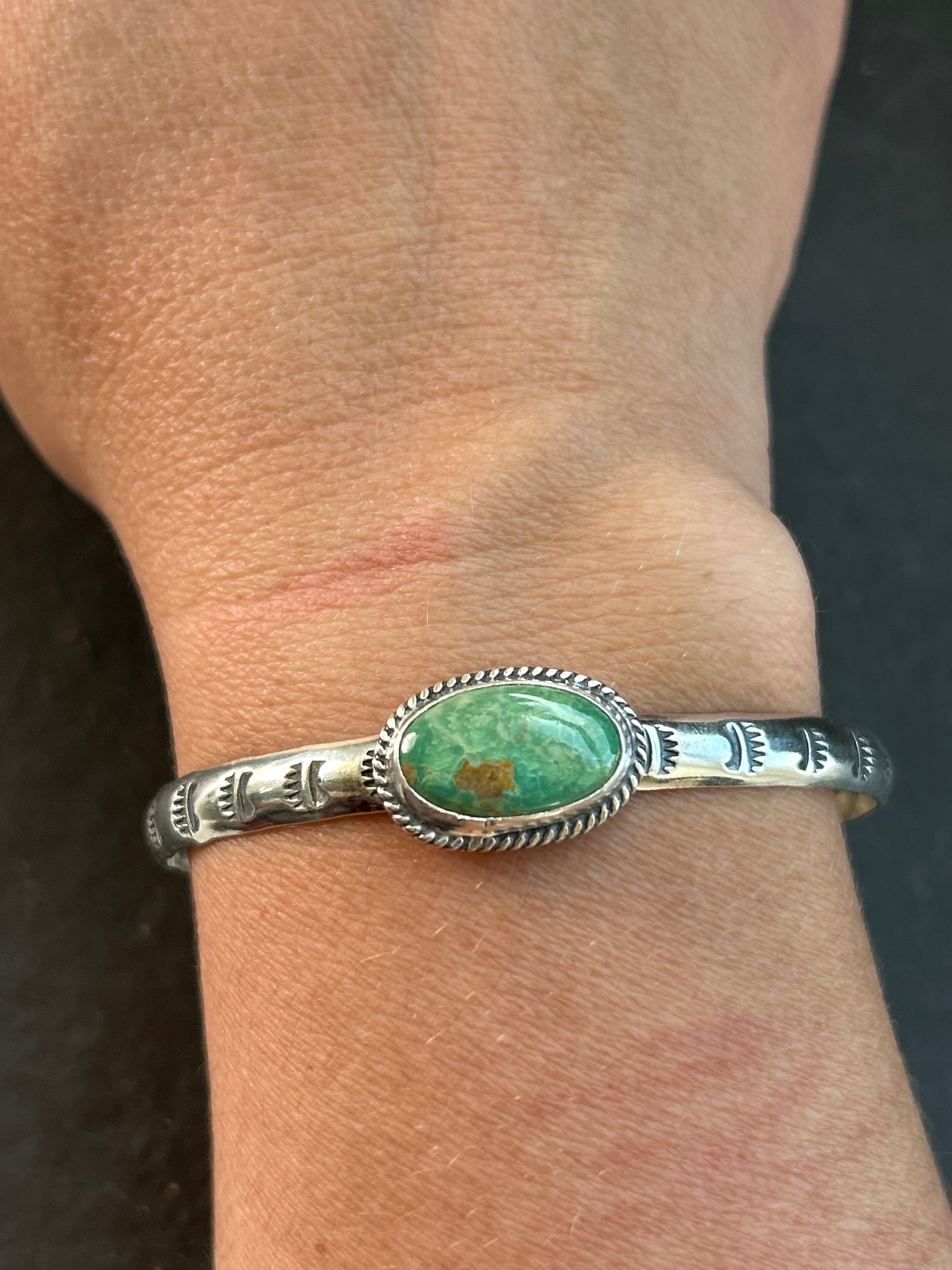 Royston Turquoise Stamped Stacking Cuff Style #2