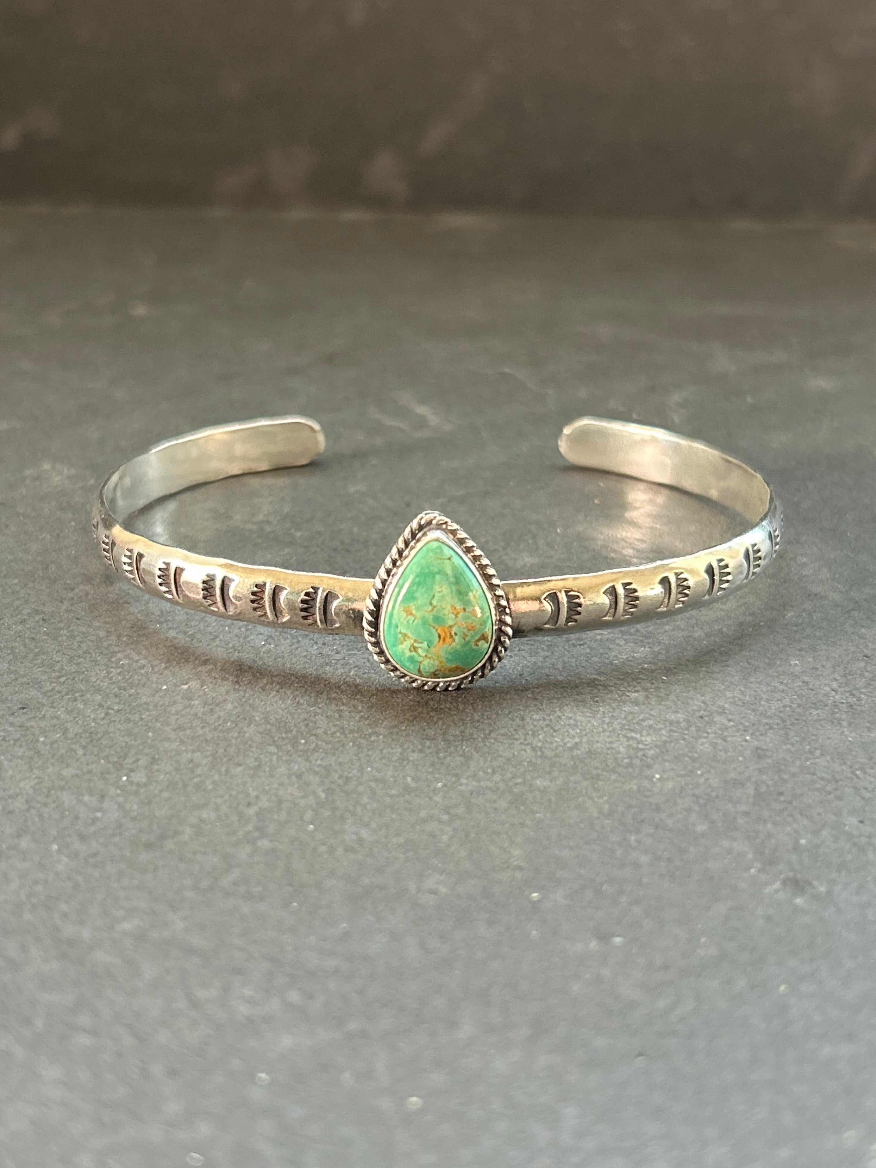 Tyrone Turquoise Stamped Stacking Cuff