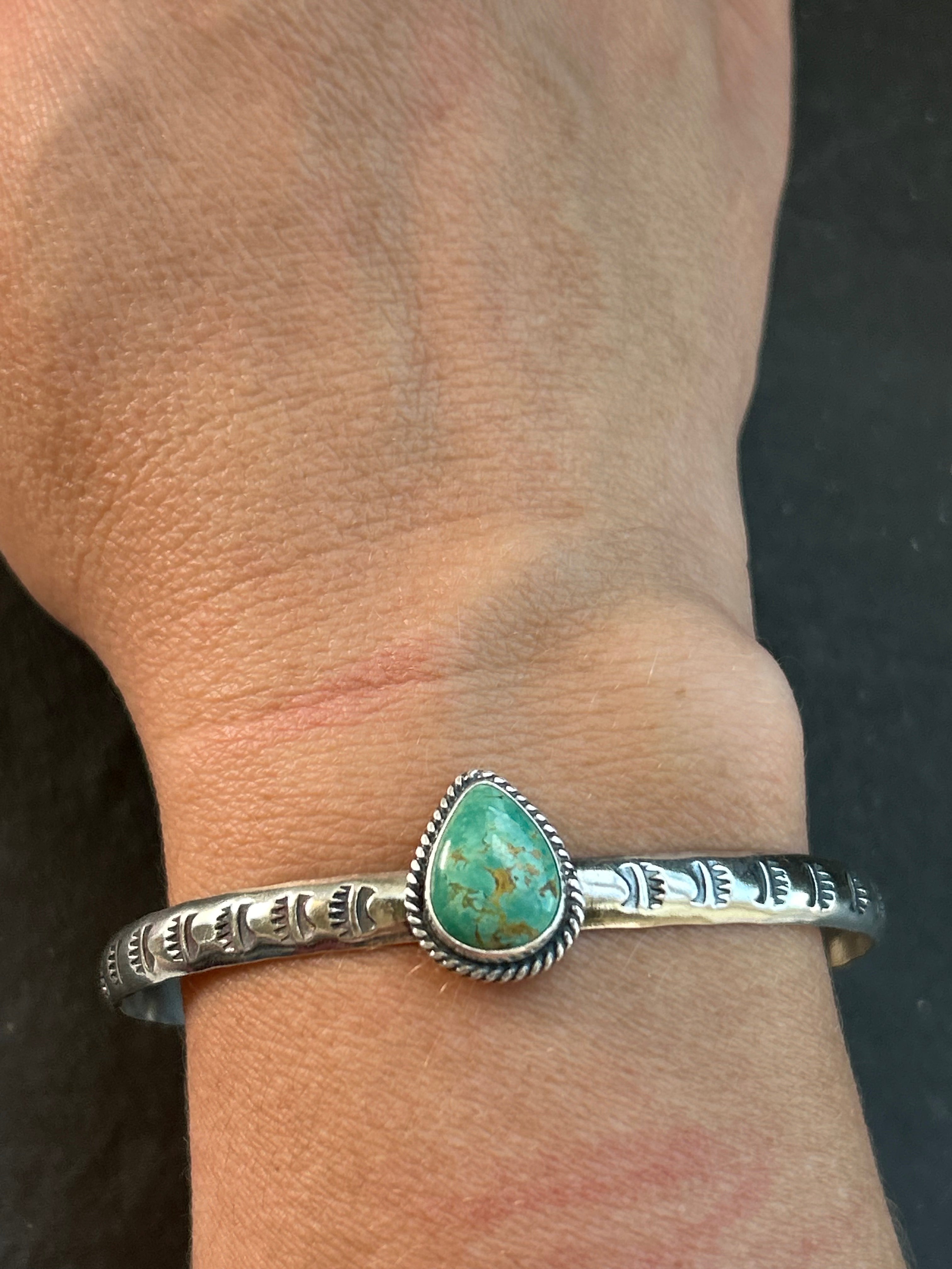 Tyrone Turquoise Stamped Stacking Cuff