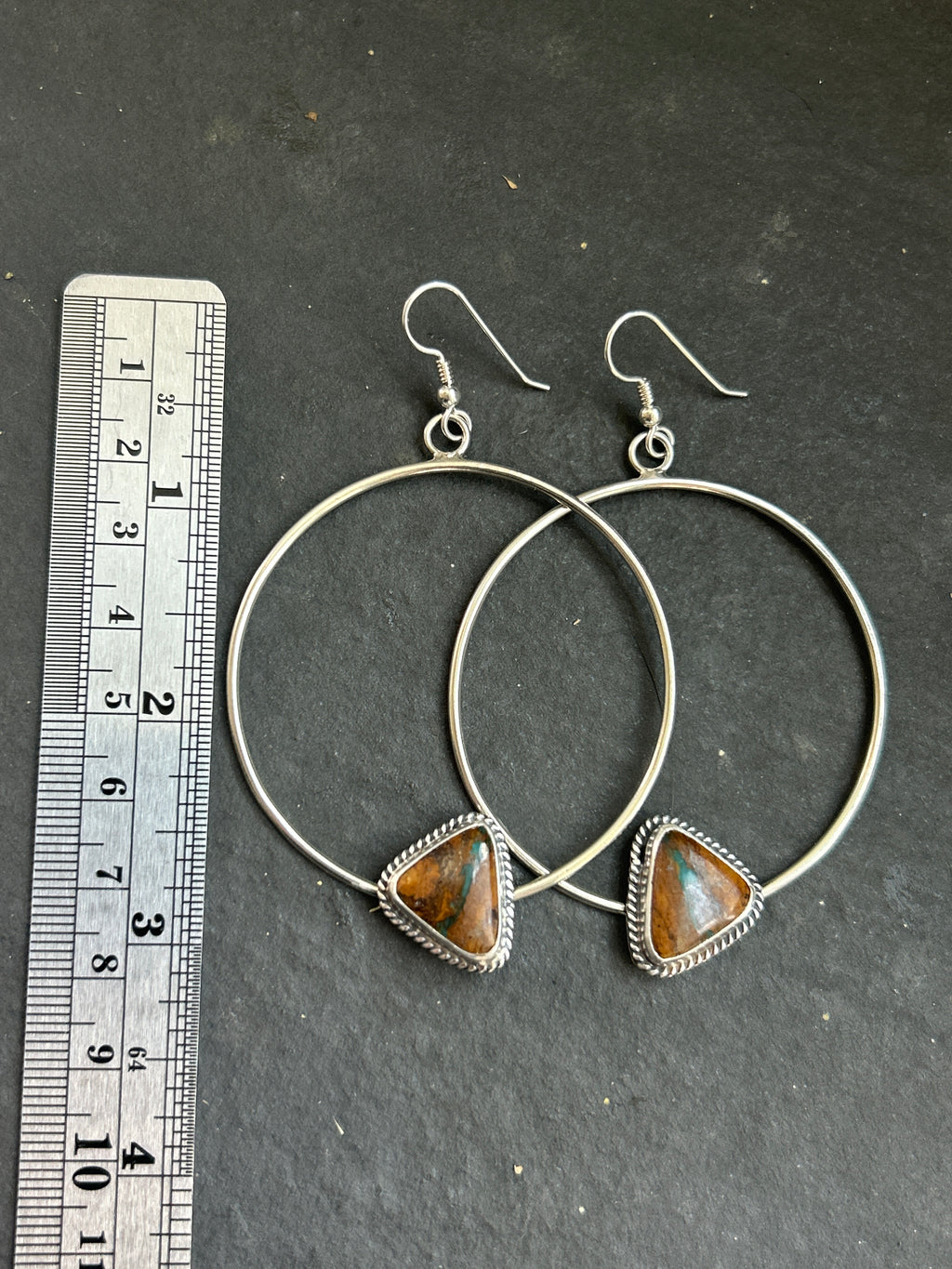 Ribbon Royston Dangle Hoop Earrings
