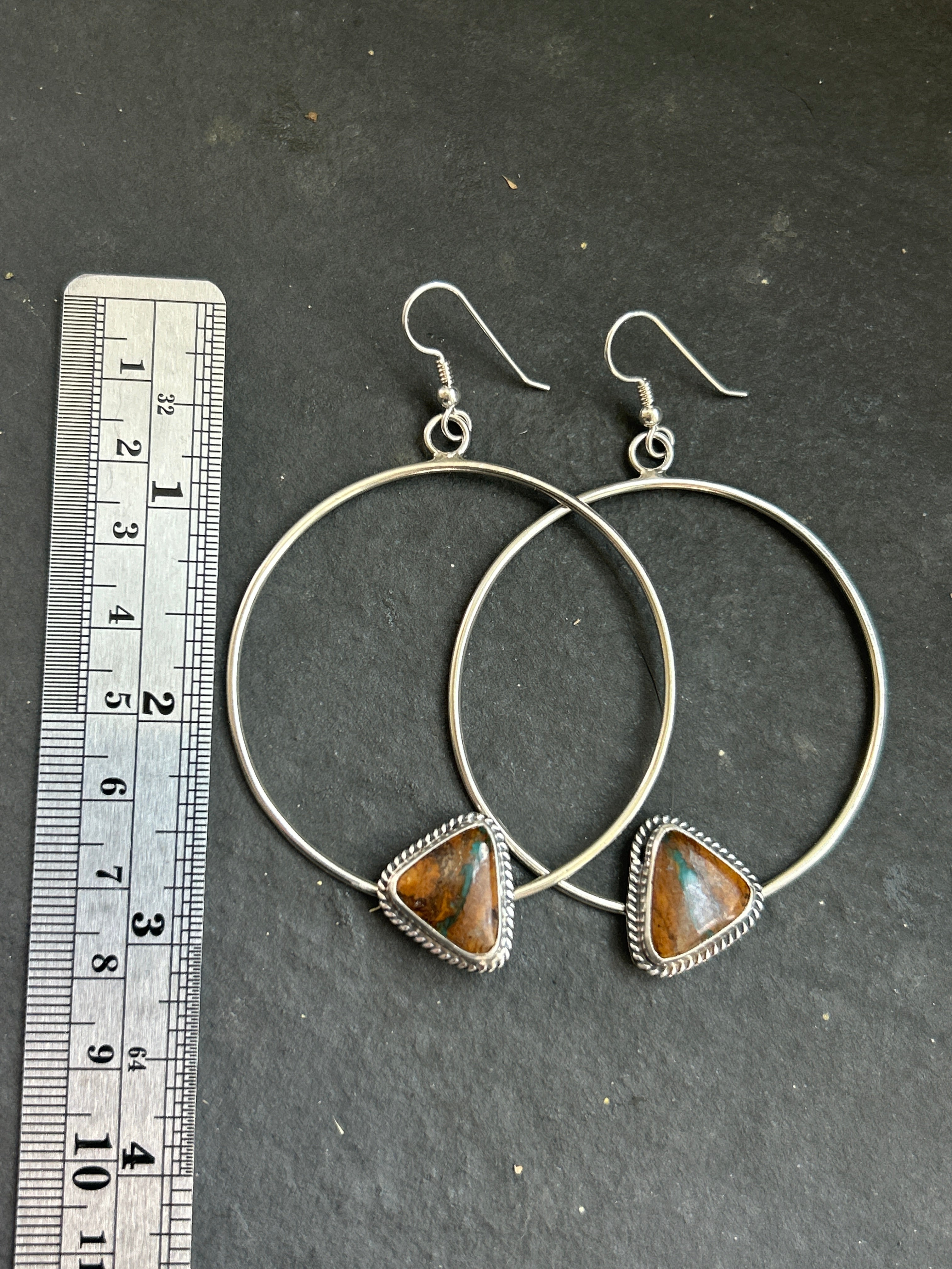 Ribbon Royston Dangle Hoop Earrings