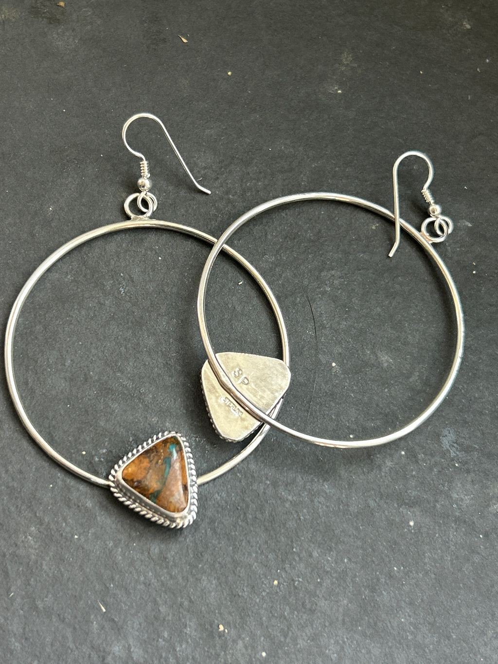 Ribbon Royston Dangle Hoop Earrings