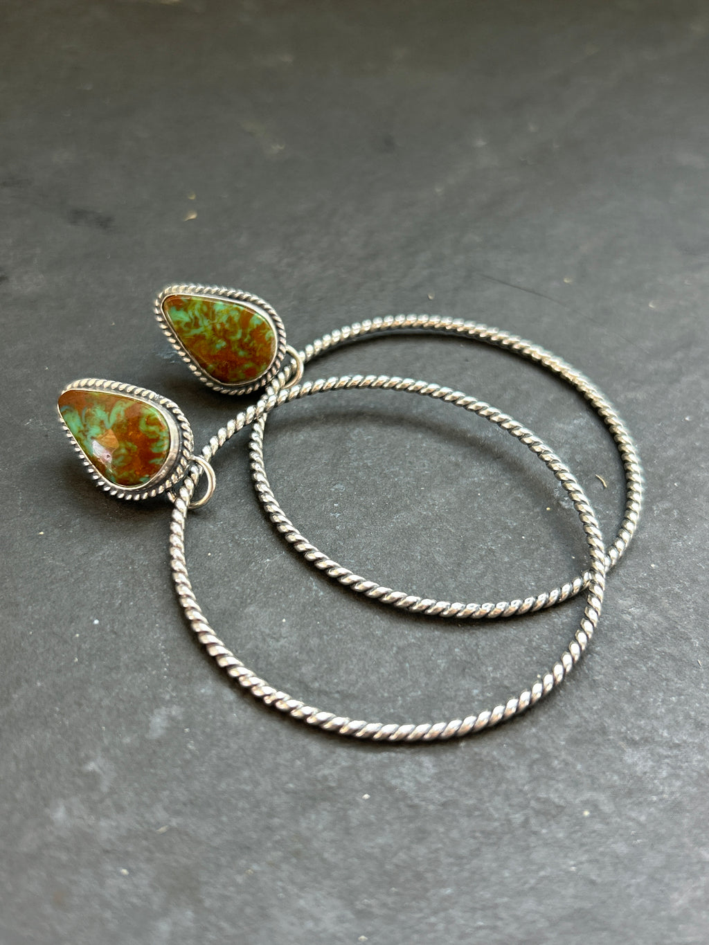 Royston Turquoise Post Back Hoop Earrings