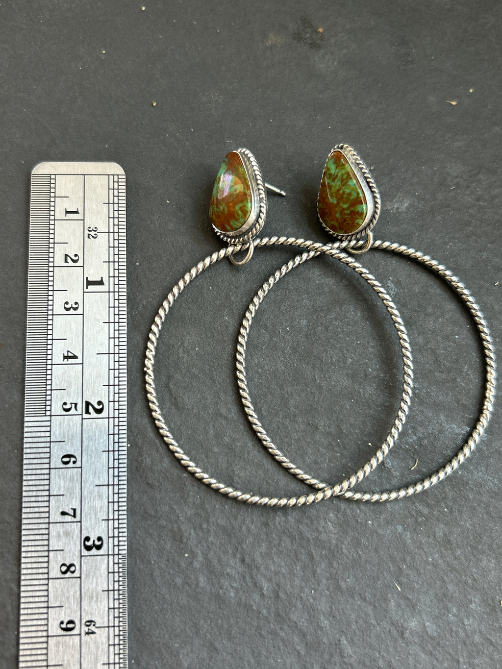 Royston Turquoise Post Back Hoop Earrings