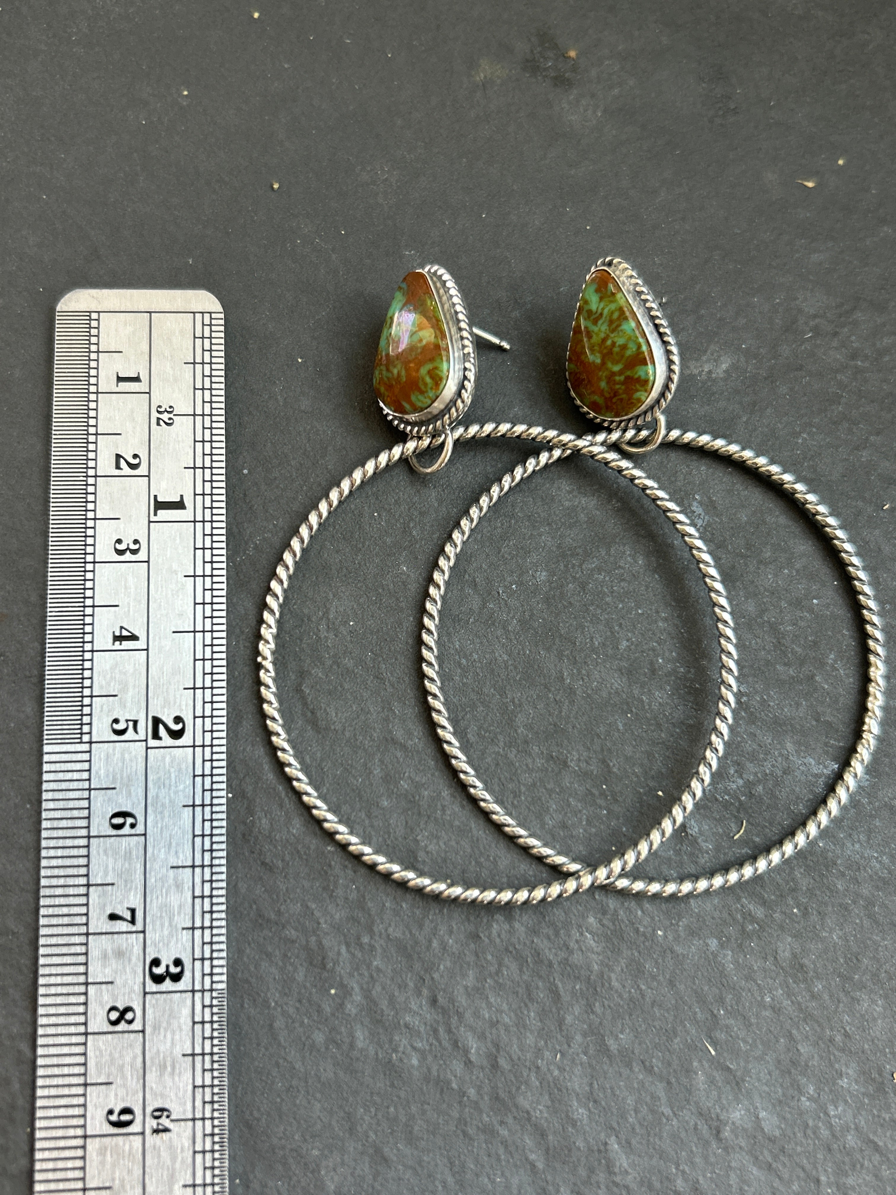 Royston Turquoise Post Back Hoop Earrings