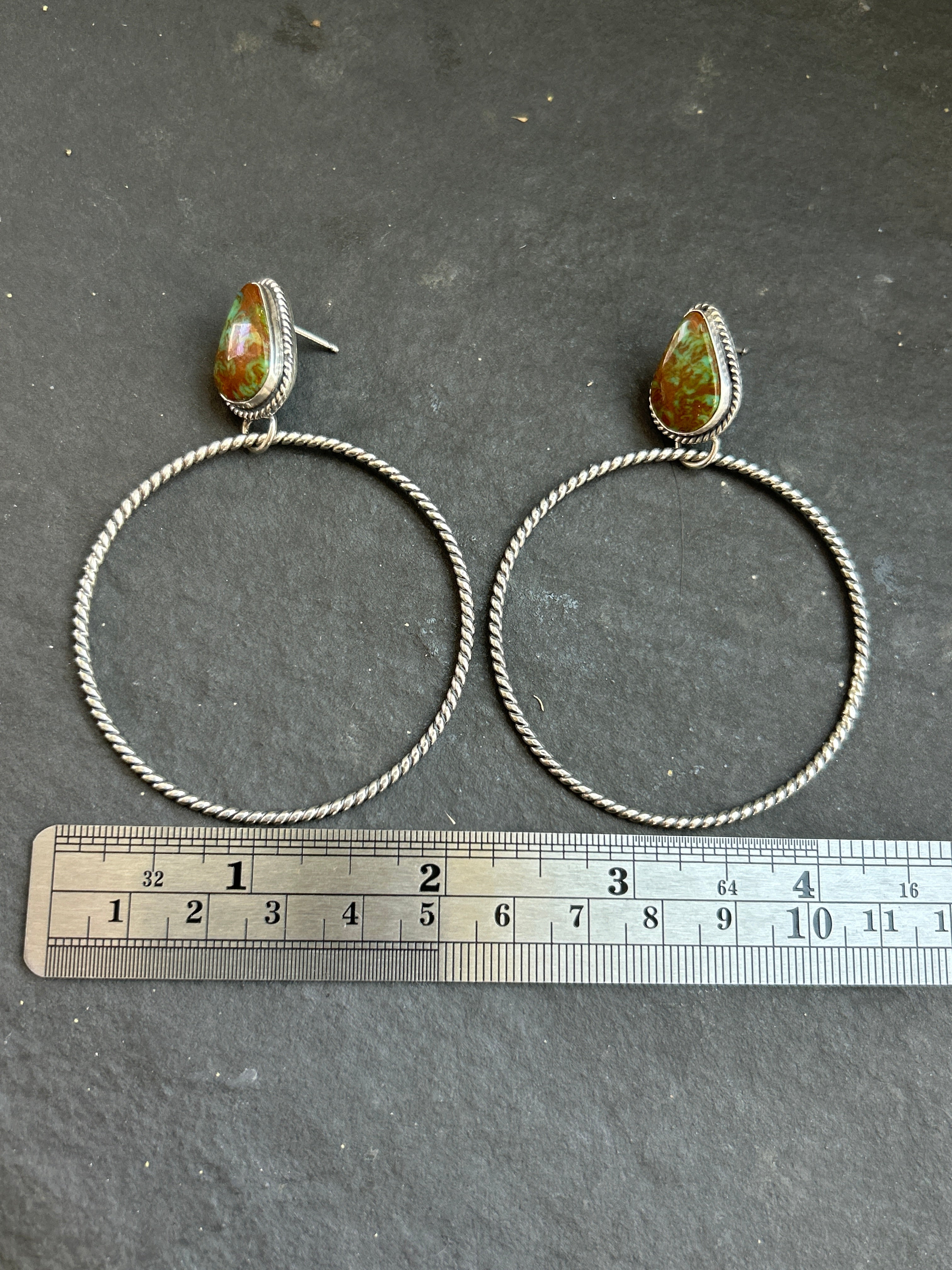 Royston Turquoise Post Back Hoop Earrings