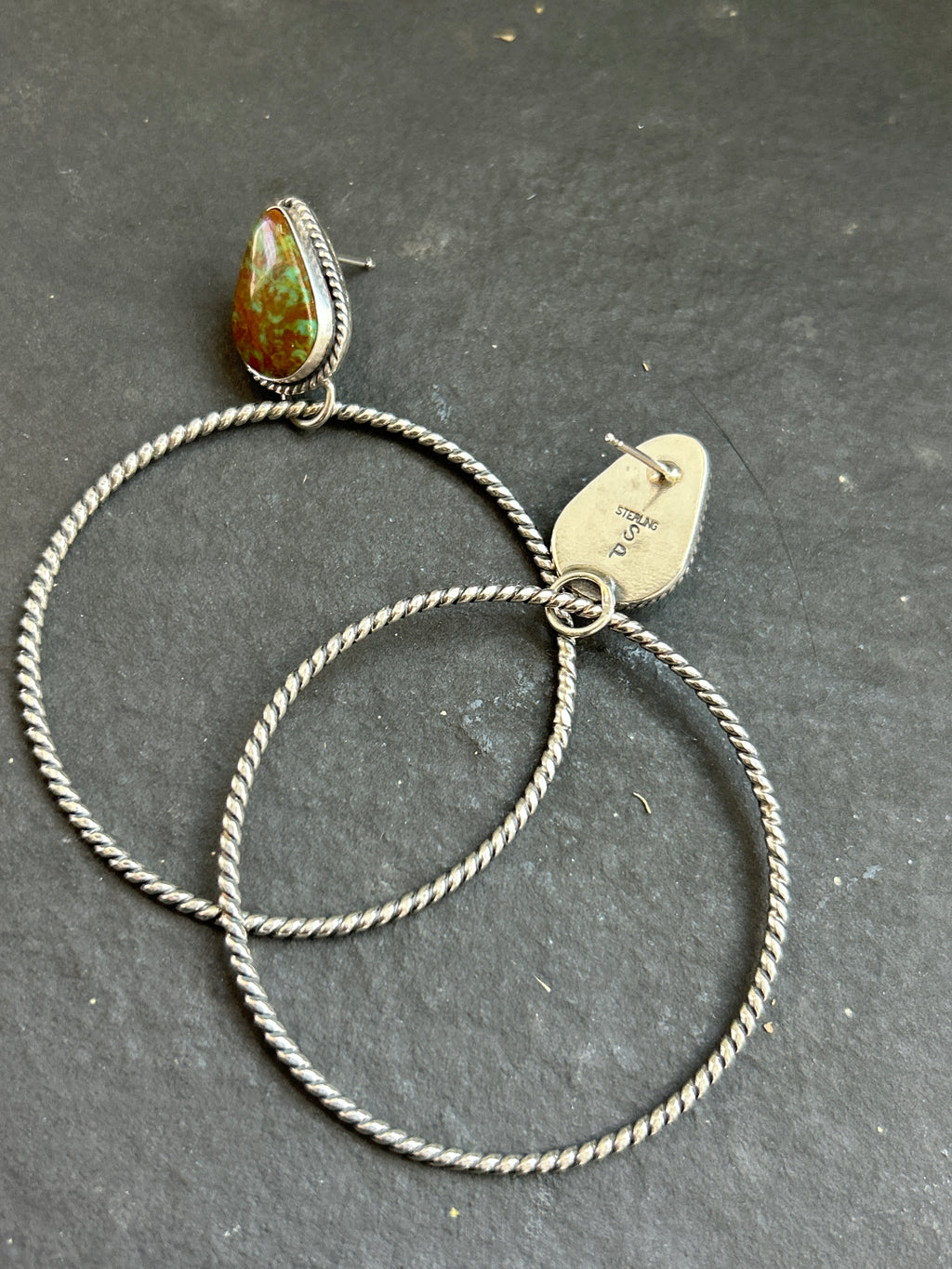 Royston Turquoise Post Back Hoop Earrings