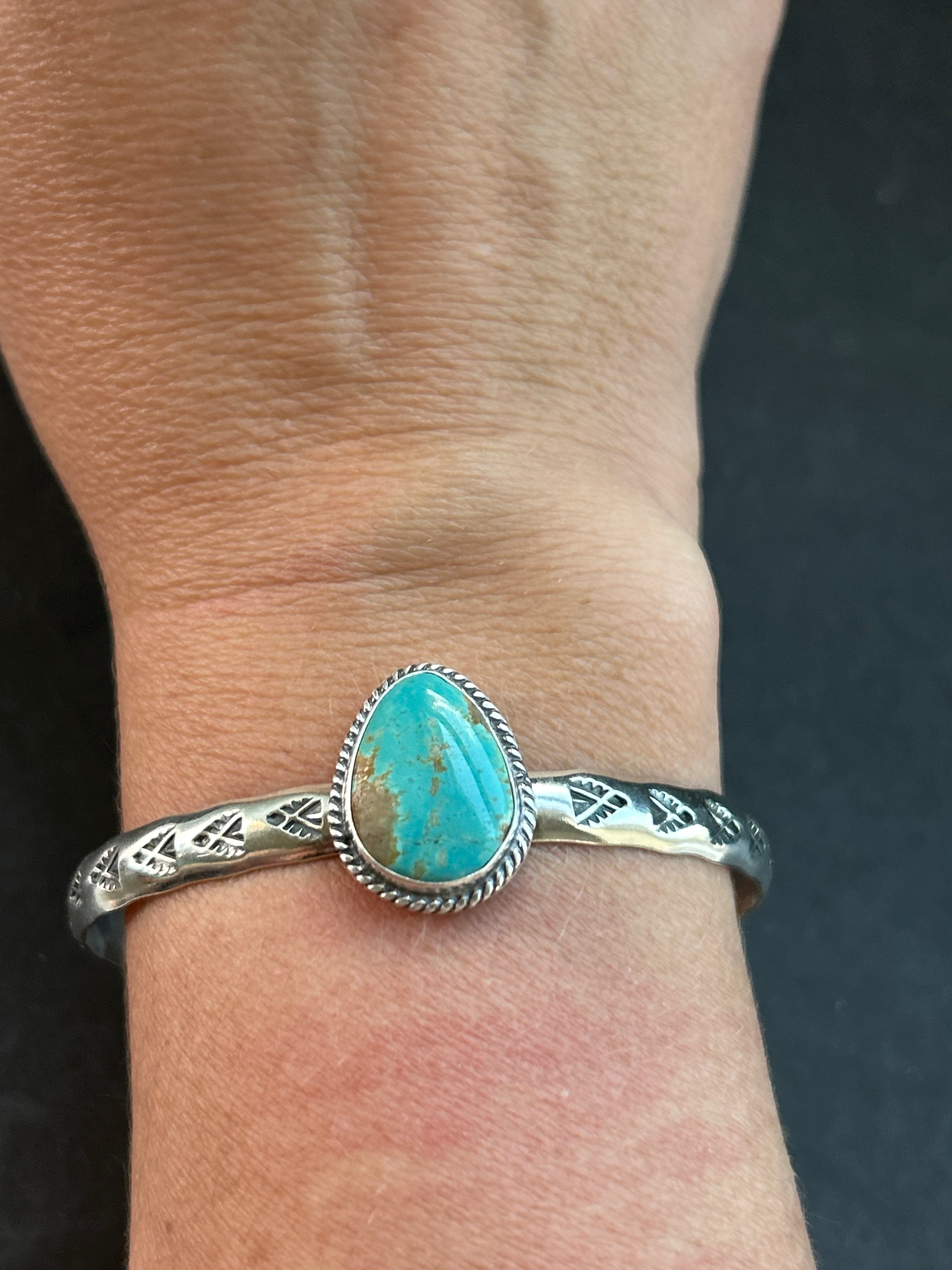 Mine #8 Turquoise Stamped Stacking Cuff