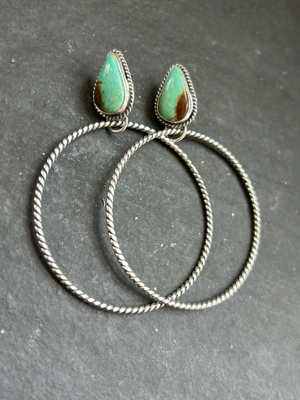 Royston Turquoise Post Back Hoop Earrings