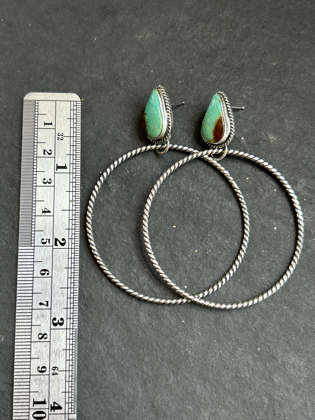 Royston Turquoise Post Back Hoop Earrings