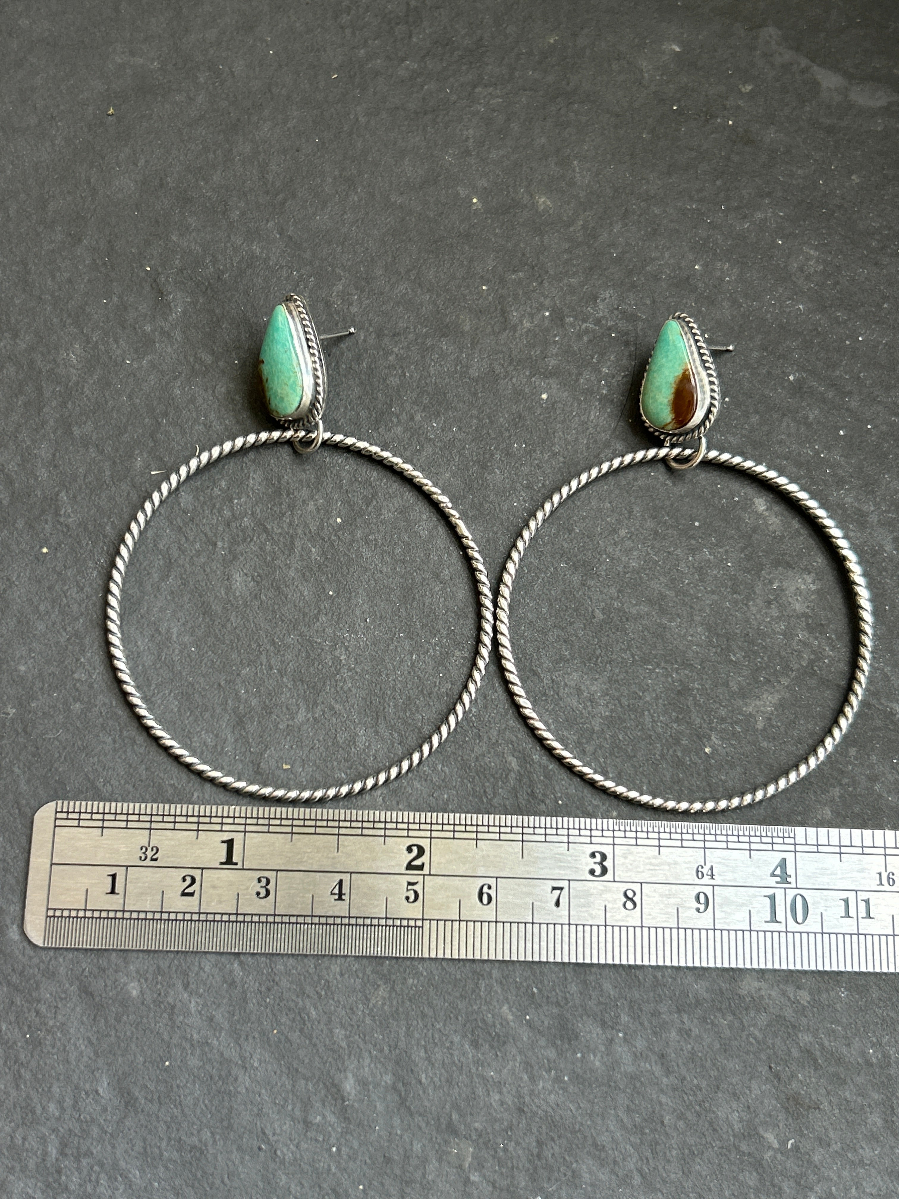 Royston Turquoise Post Back Hoop Earrings