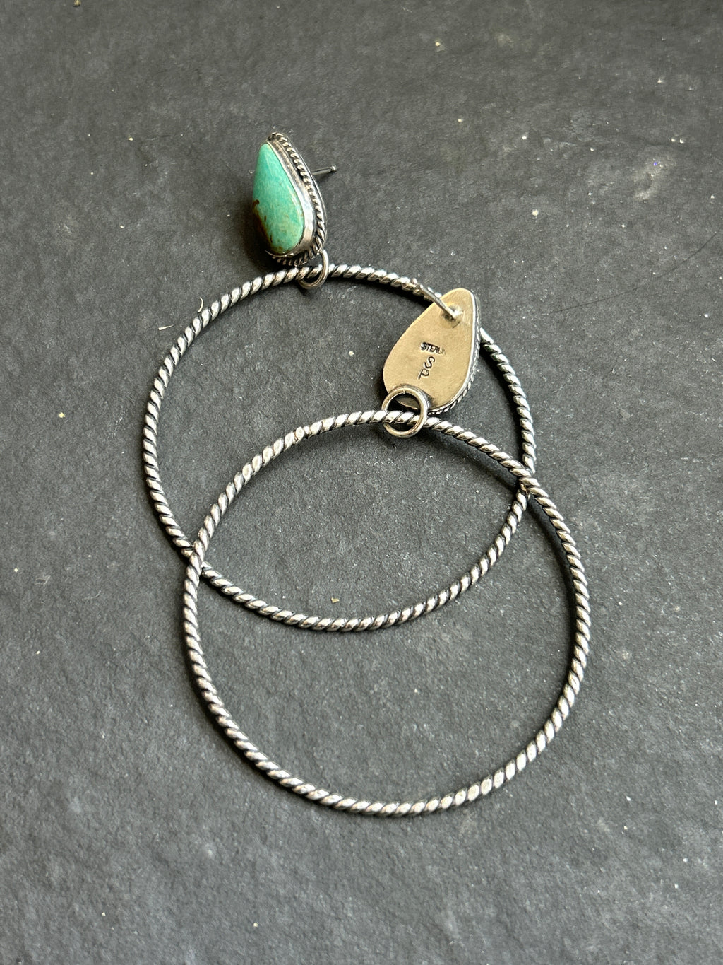 Royston Turquoise Post Back Hoop Earrings