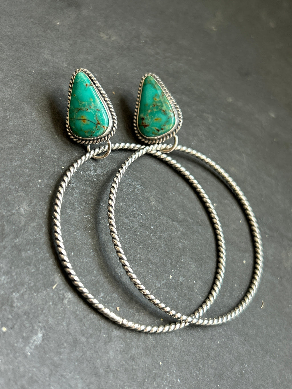 Royston Turquoise Post Back Hoop Earrings
