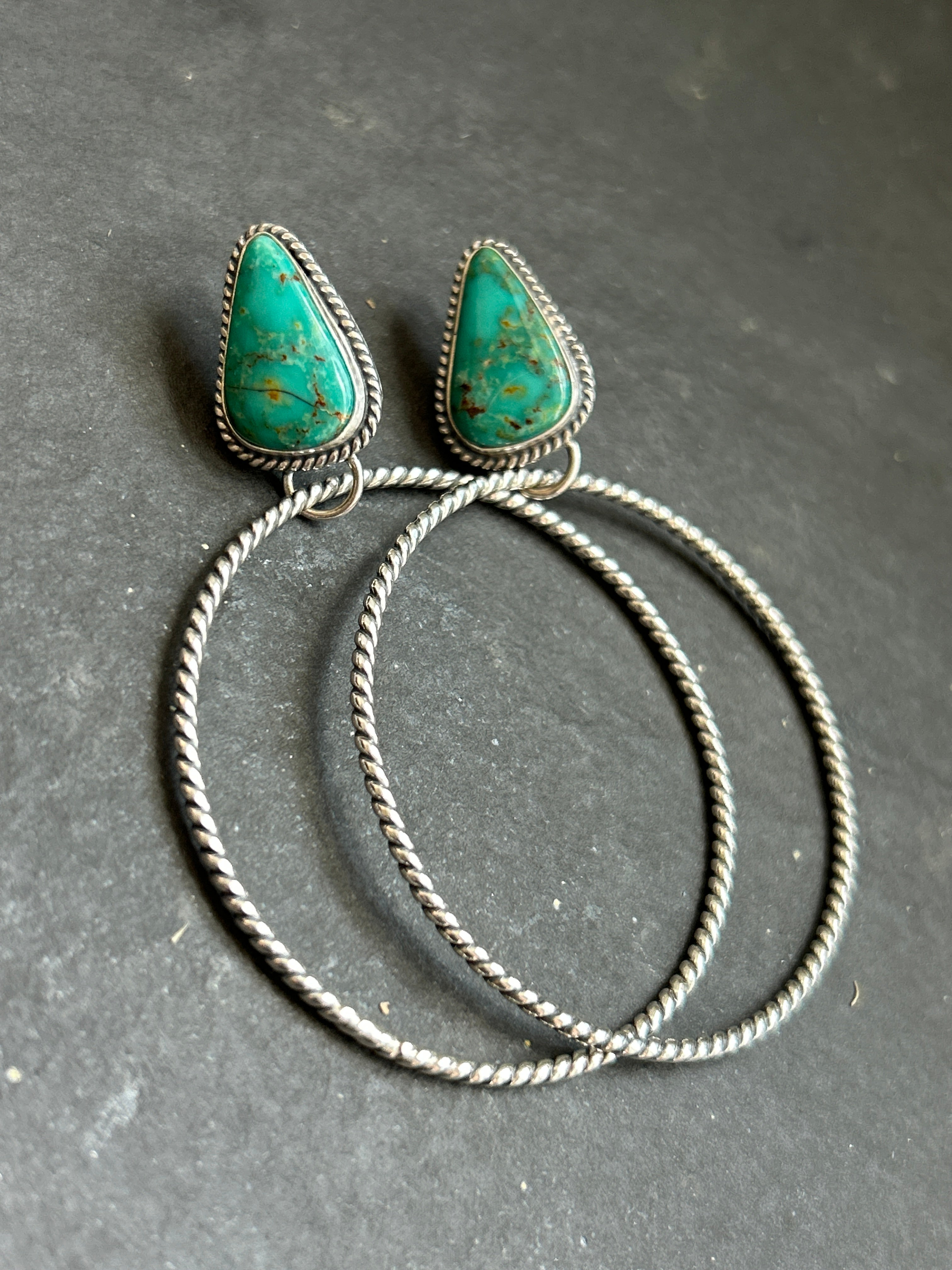 Royston Turquoise Post Back Hoop Earrings