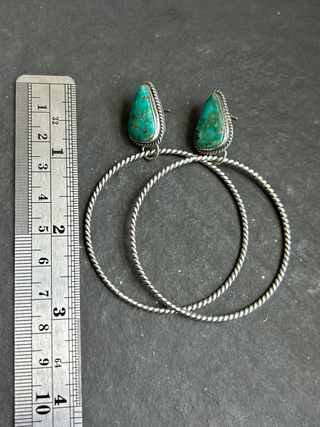 Royston Turquoise Post Back Hoop Earrings