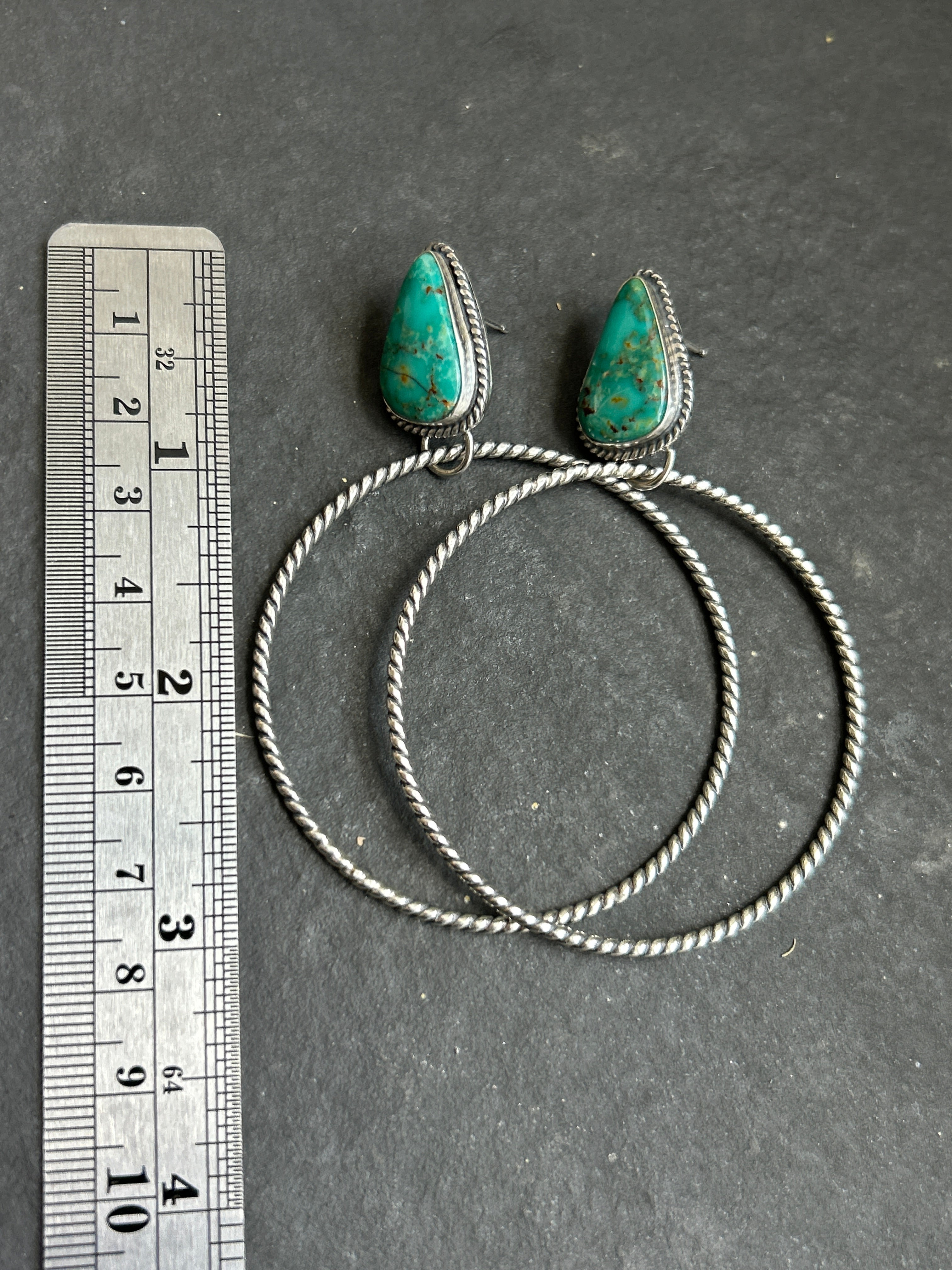Royston Turquoise Post Back Hoop Earrings