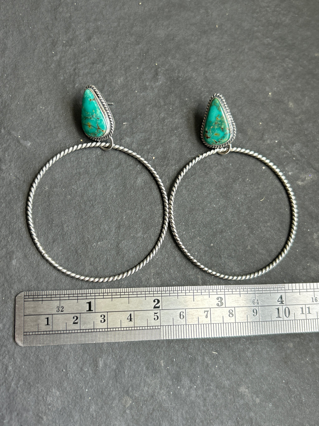 Royston Turquoise Post Back Hoop Earrings
