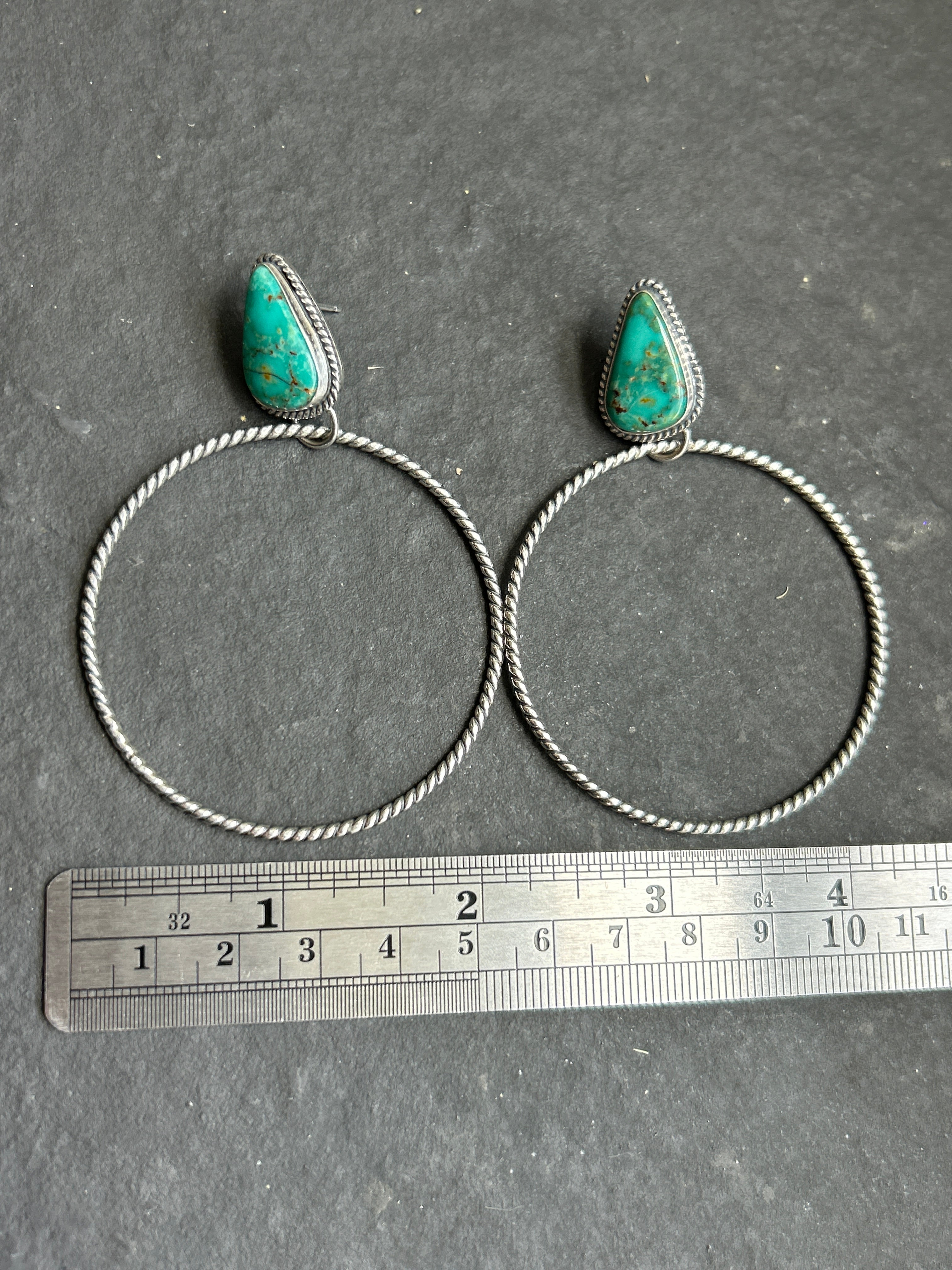 Royston Turquoise Post Back Hoop Earrings