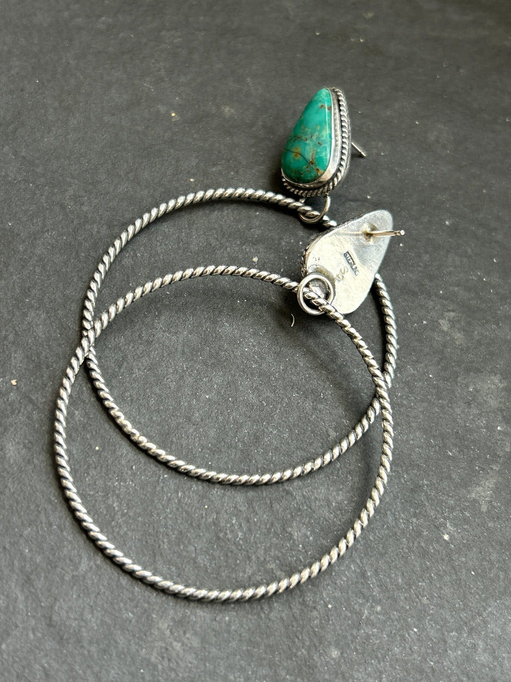 Royston Turquoise Post Back Hoop Earrings