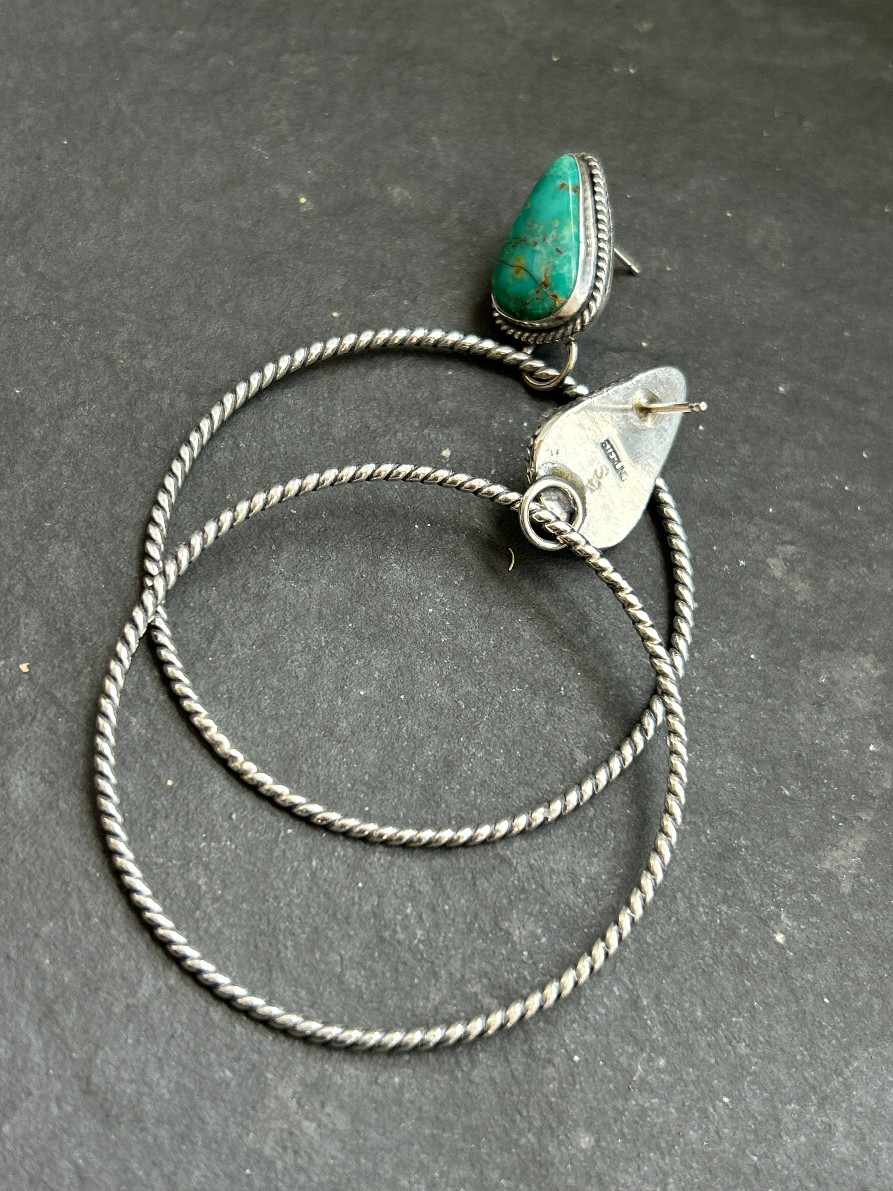 Royston Turquoise Post Back Hoop Earrings