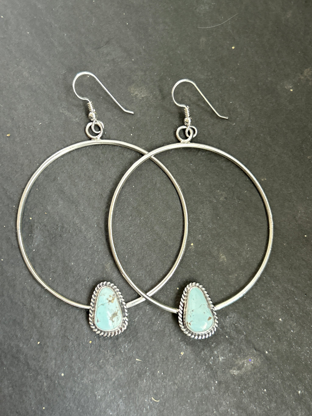 Lone Mountain Turquoise Dangle Hoop Earrings