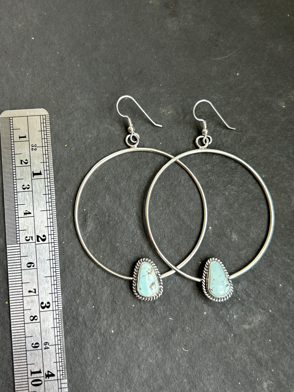 Lone Mountain Turquoise Dangle Hoop Earrings