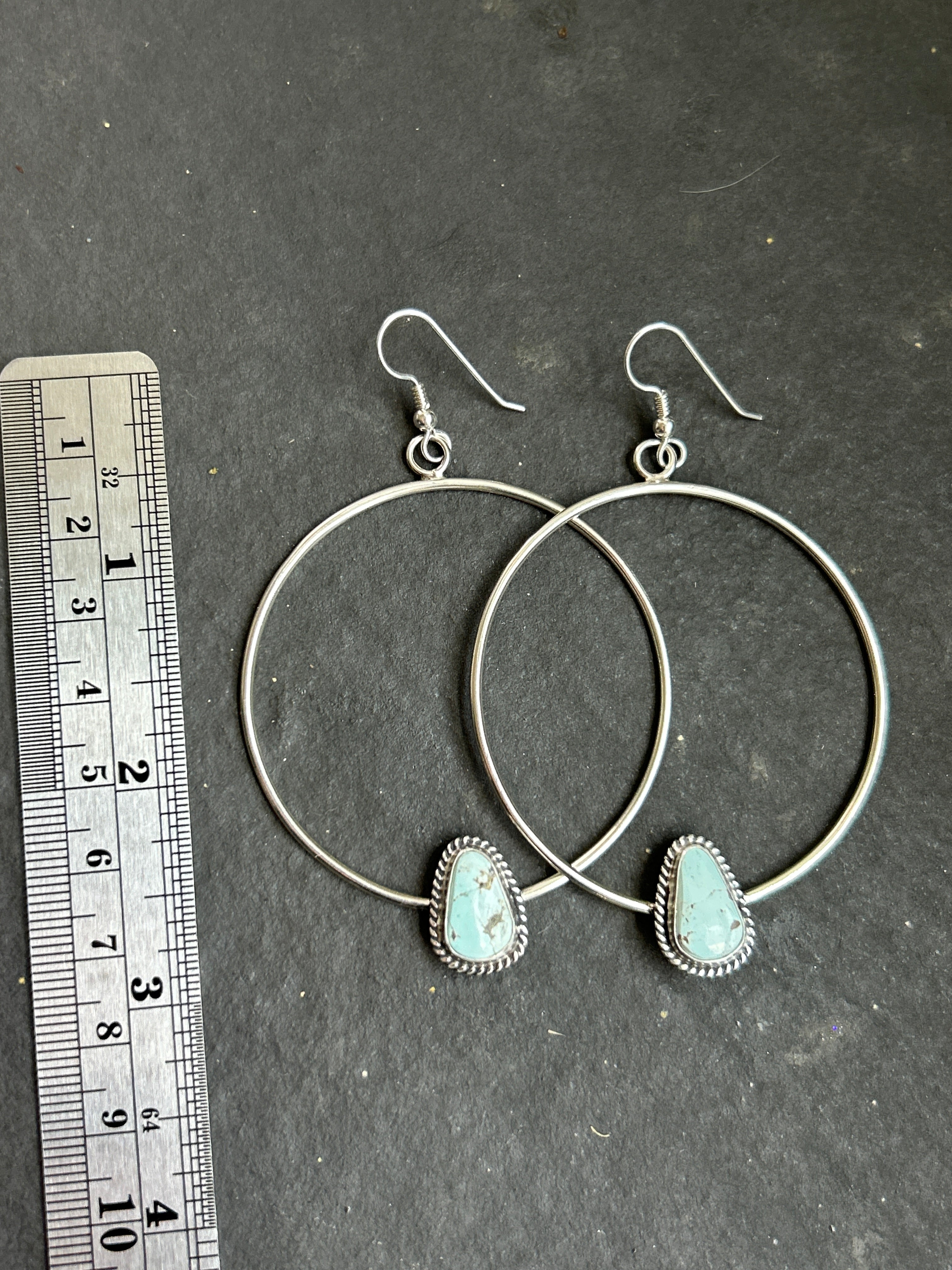 Lone Mountain Turquoise Dangle Hoop Earrings