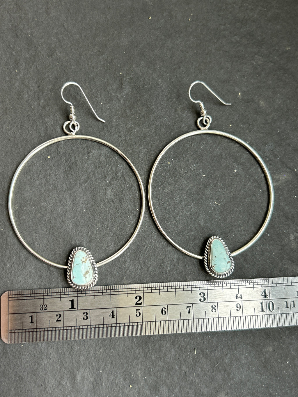 Lone Mountain Turquoise Dangle Hoop Earrings