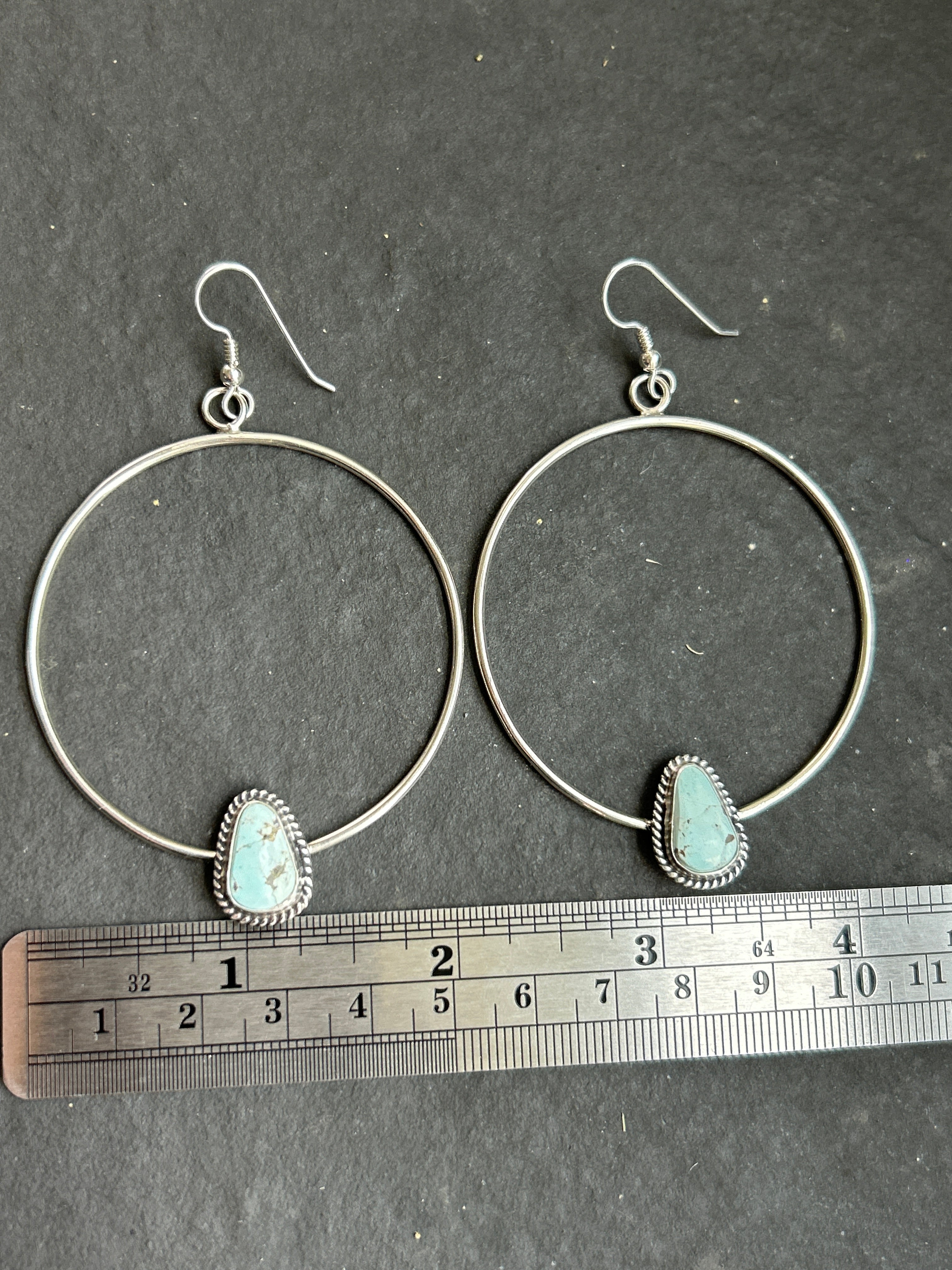 Lone Mountain Turquoise Dangle Hoop Earrings