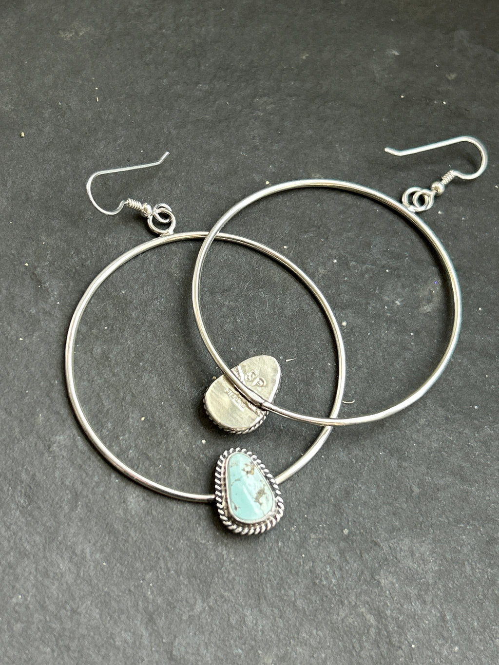 Lone Mountain Turquoise Dangle Hoop Earrings