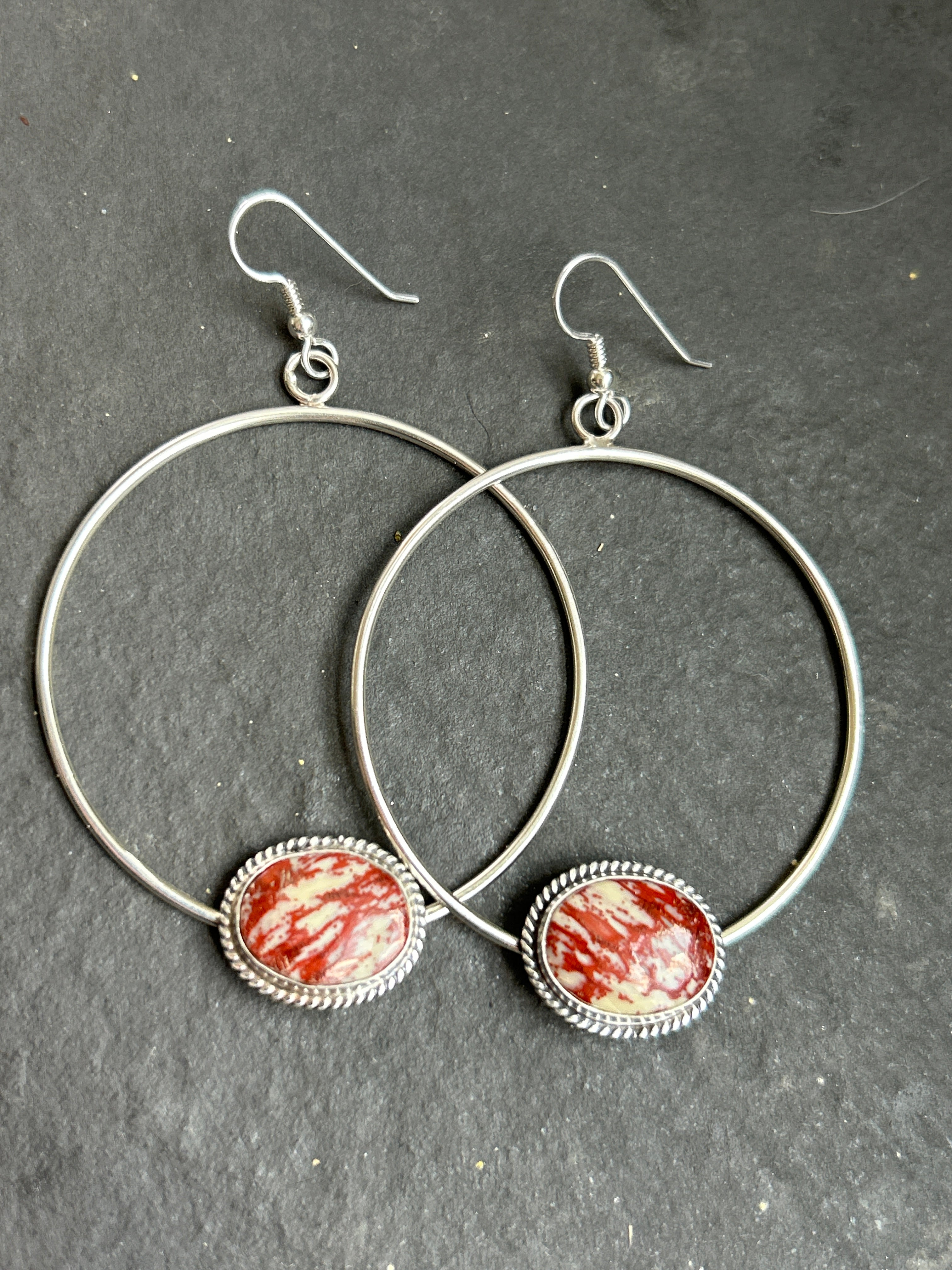 Red Buffalo Dangle Hoop Earrings