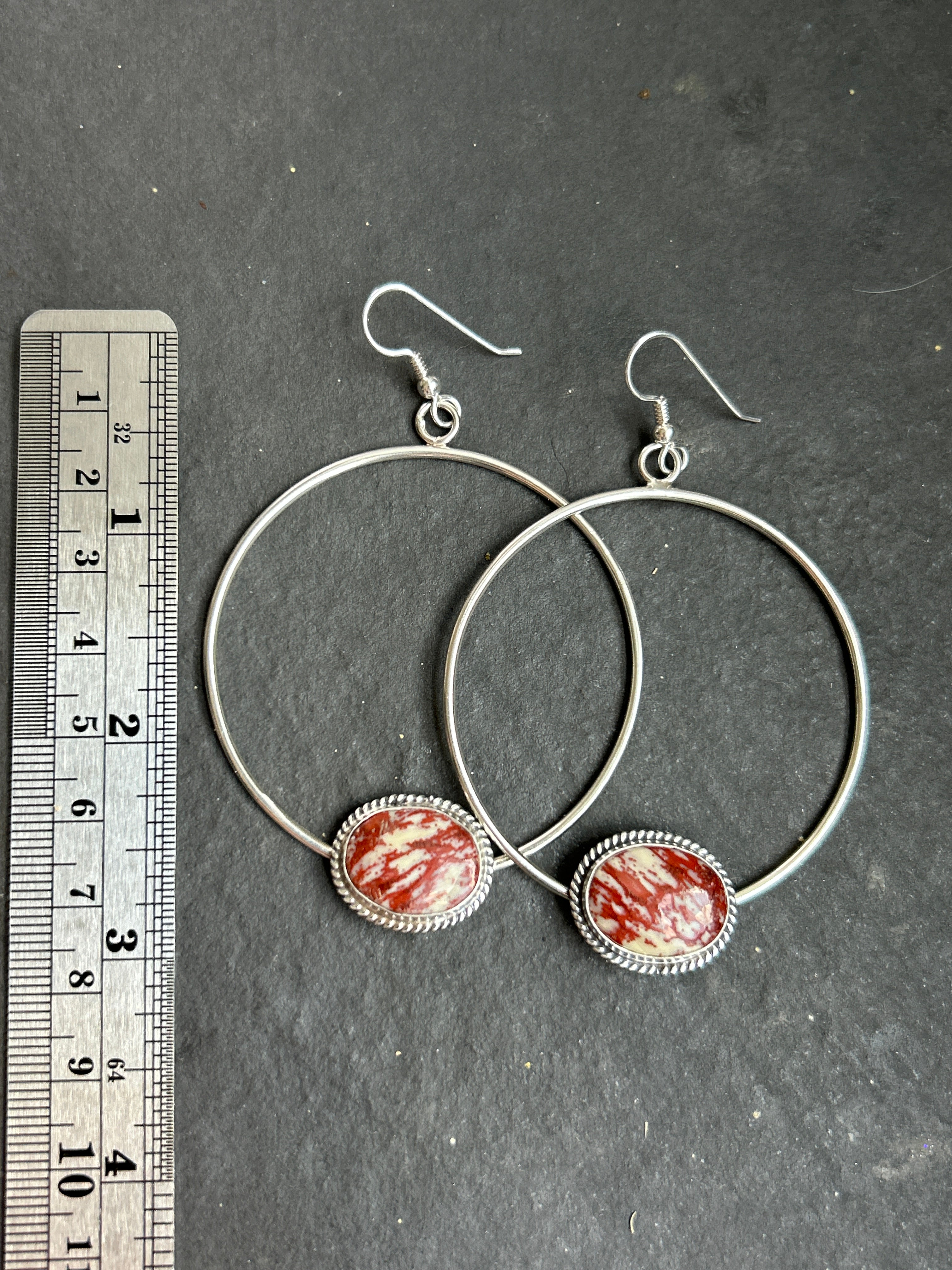 Red Buffalo Dangle Hoop Earrings
