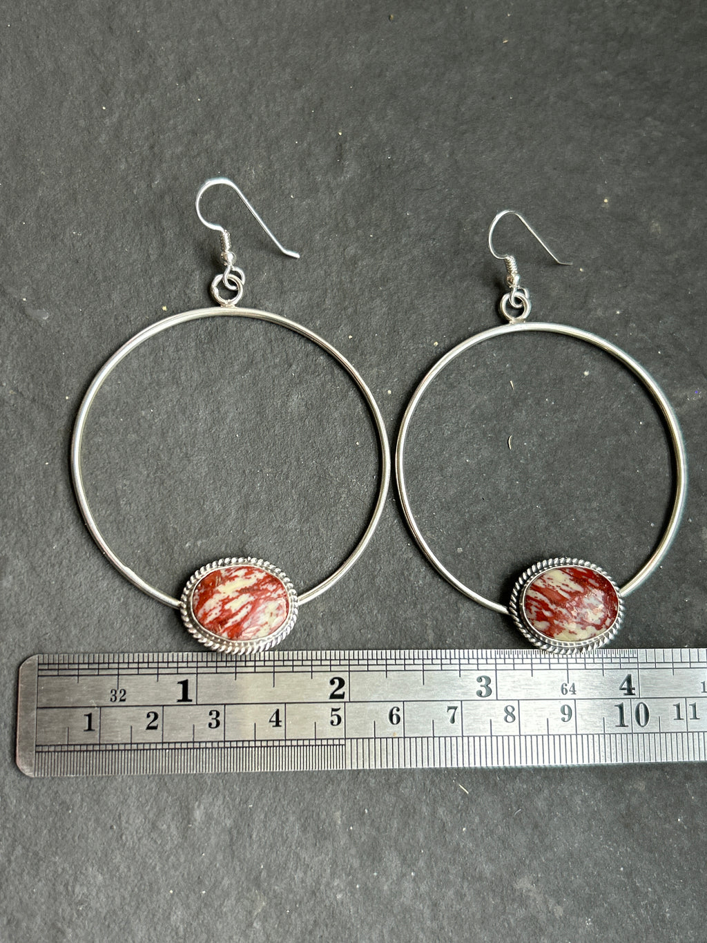 Red Buffalo Dangle Hoop Earrings