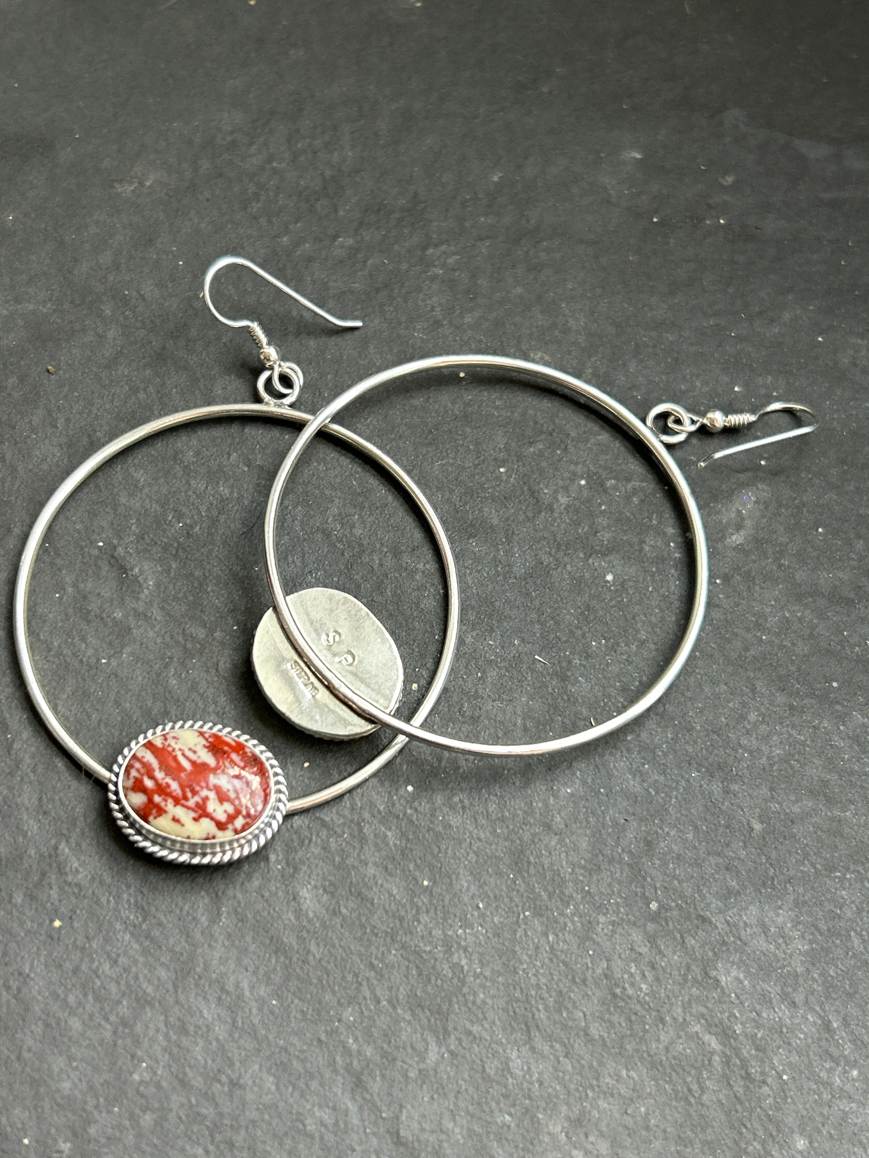Red Buffalo Dangle Hoop Earrings