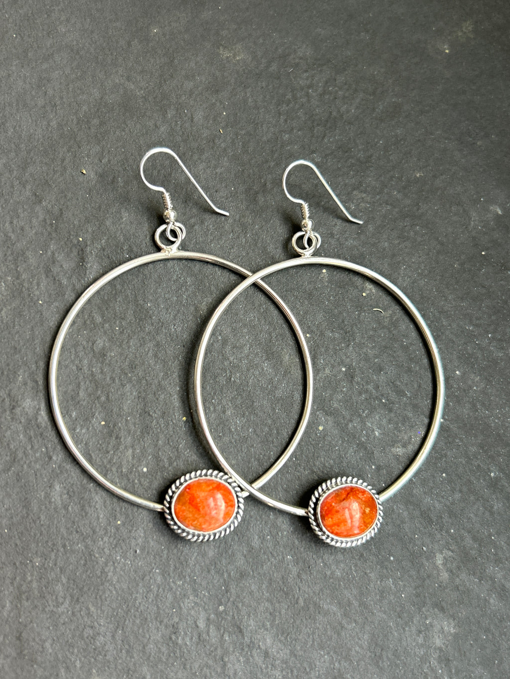 Apple Coral Dangle Hoop Earrings