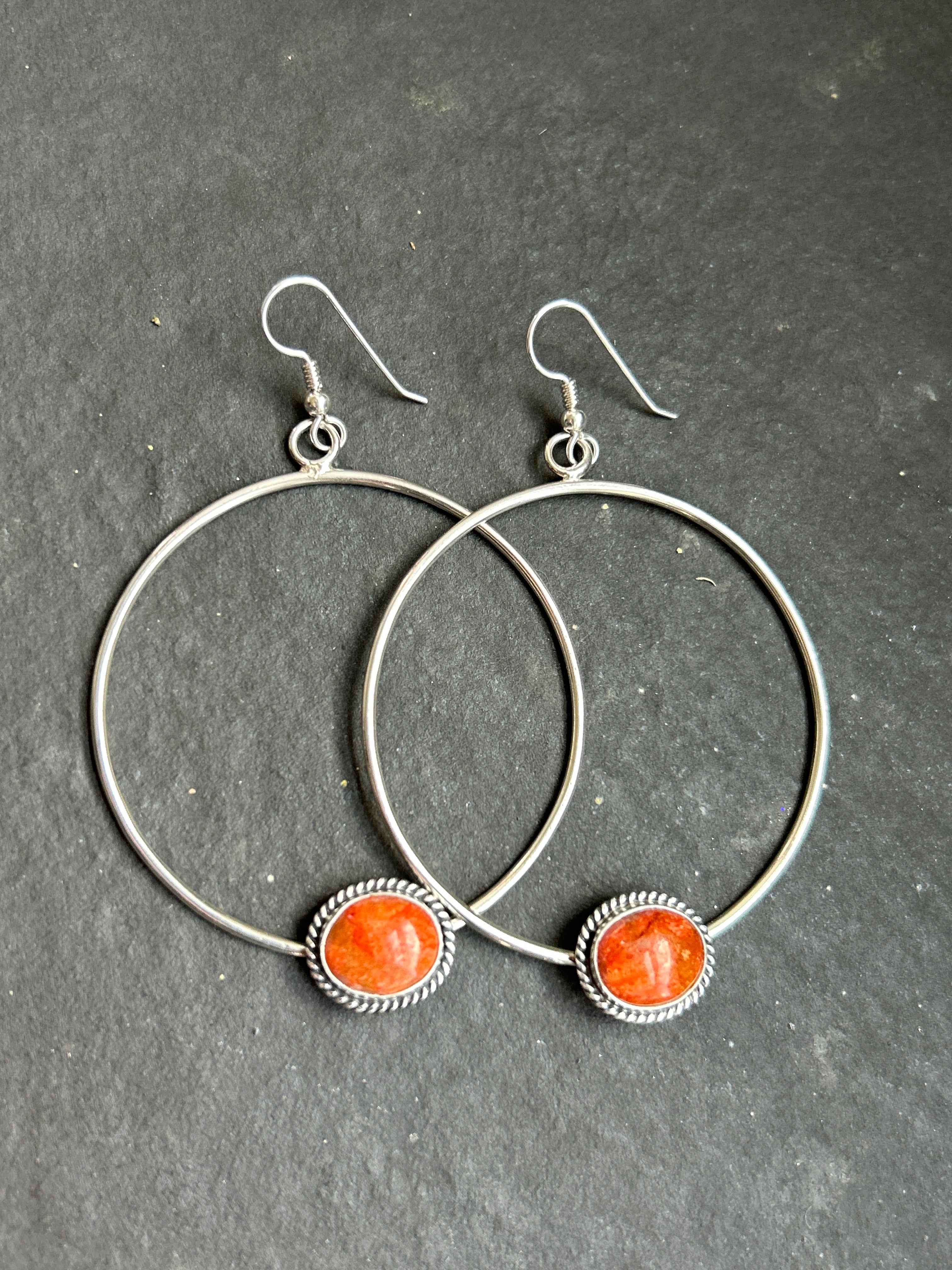Apple Coral Dangle Hoop Earrings